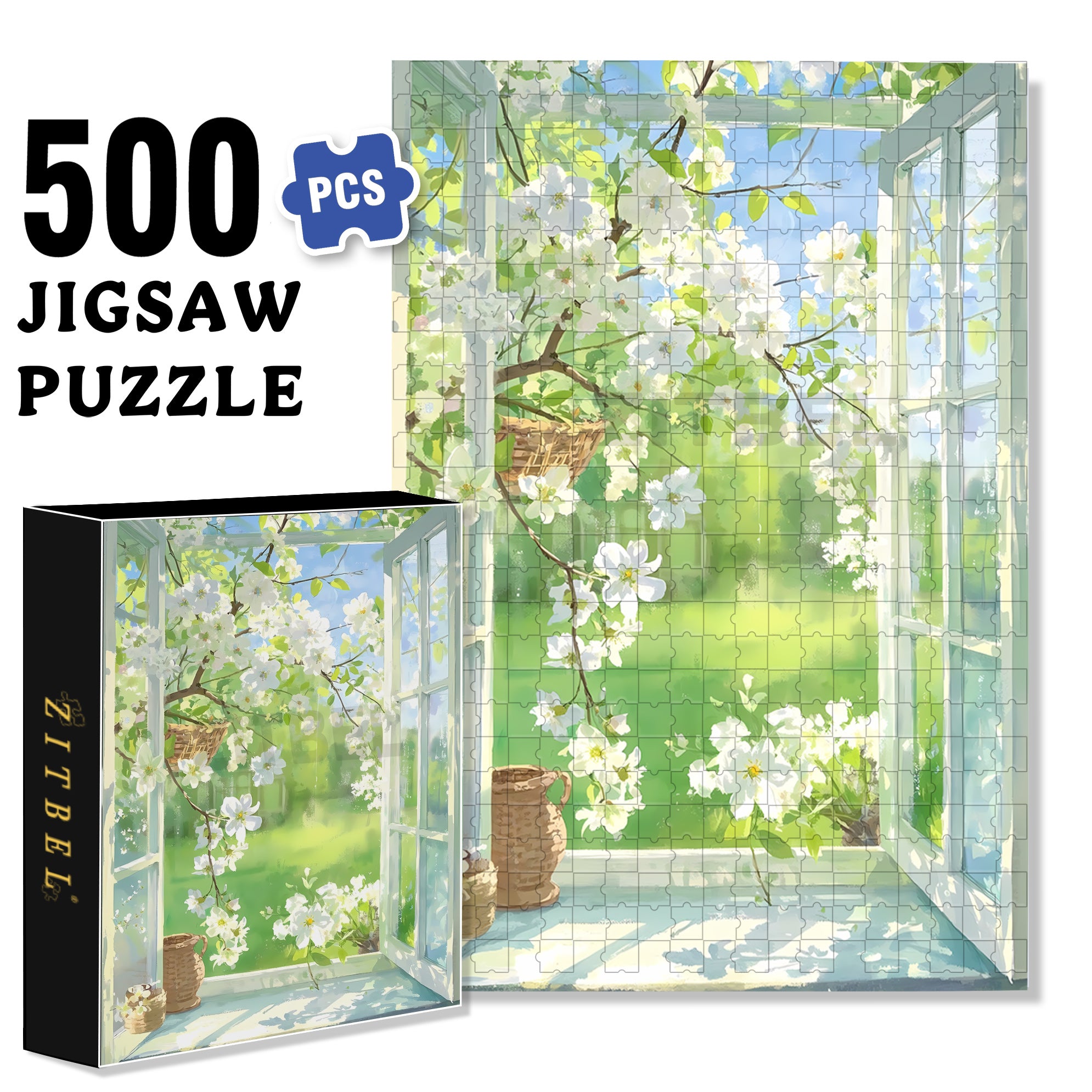 Outside The Window 500pcs/1000pcs Jigsaw Puzzle, Scratch-Resistant, Interactive Family Game & Brain-Boosting DIY Decor, Perfect for Halloween, Christmas & New Year Gifts, Family Puzzle Game