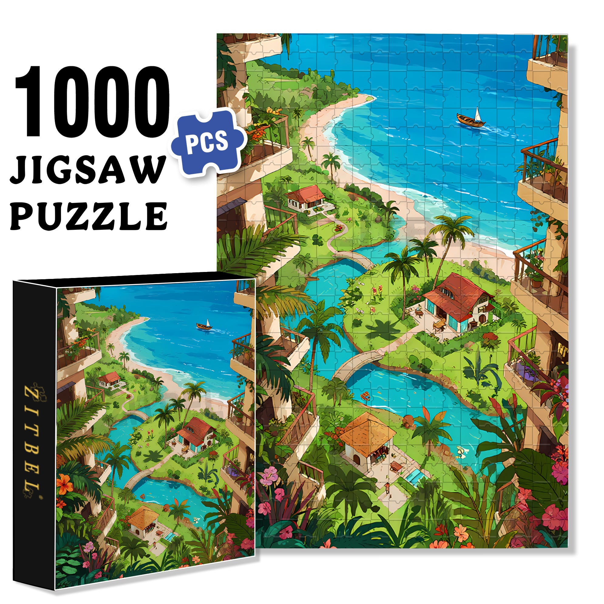 Overlooking 500pcs/1000pcs Jigsaw Puzzle, Scratch-Resistant, Interactive Family Game & Brain-Boosting DIY Decor, Perfect for Halloween, Christmas & New Year Gifts, Family Puzzle Game