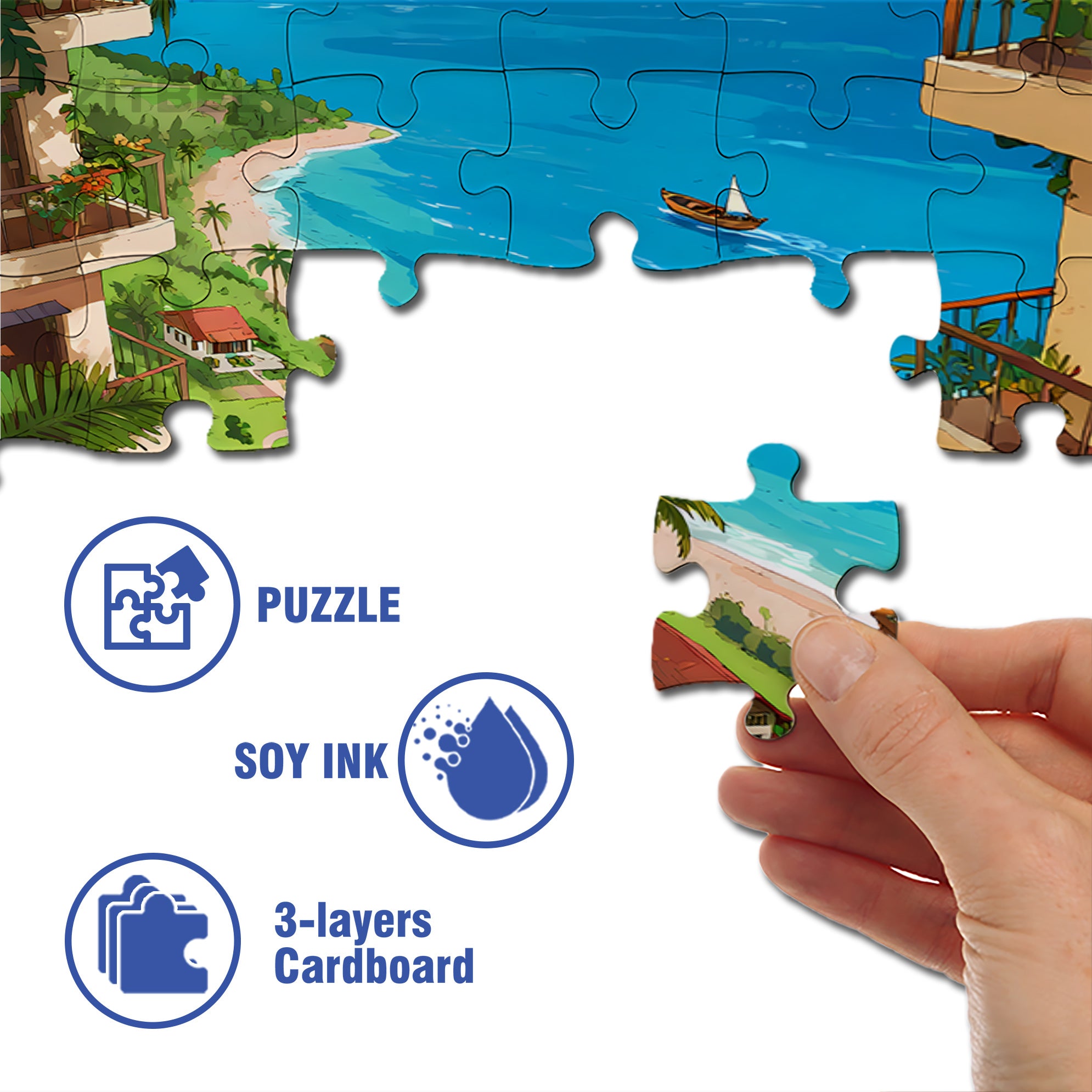 Overlooking 500pcs/1000pcs Jigsaw Puzzle, Scratch-Resistant, Interactive Family Game & Brain-Boosting DIY Decor, Perfect for Halloween, Christmas & New Year Gifts, Family Puzzle Game