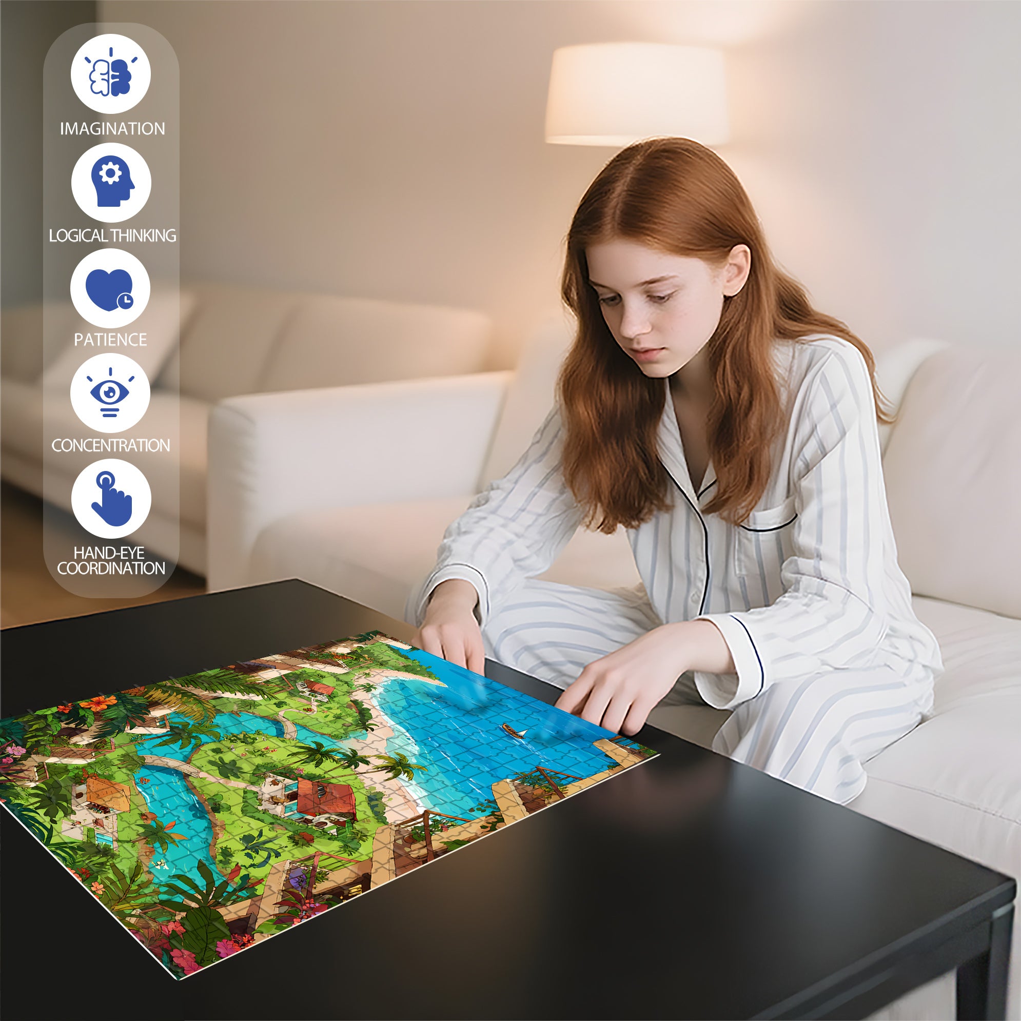Overlooking 500pcs/1000pcs Jigsaw Puzzle, Scratch-Resistant, Interactive Family Game & Brain-Boosting DIY Decor, Perfect for Halloween, Christmas & New Year Gifts, Family Puzzle Game