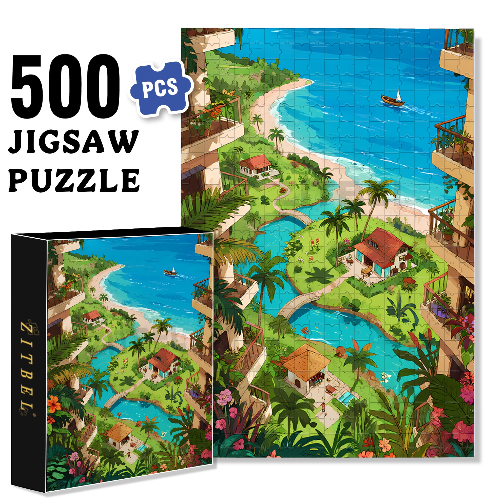 Overlooking 500pcs/1000pcs Jigsaw Puzzle, Scratch-Resistant, Interactive Family Game & Brain-Boosting DIY Decor, Perfect for Halloween, Christmas & New Year Gifts, Family Puzzle Game