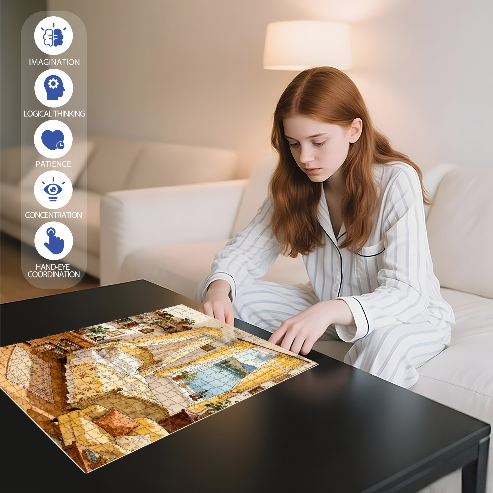 Retro Wallpaper 500pcs/1000pcs Jigsaw Puzzle, Scratch-Resistant, Interactive Family Game & Brain-Boosting DIY Decor, Perfect for Halloween, Christmas & New Year Gifts, Family Puzzle Game