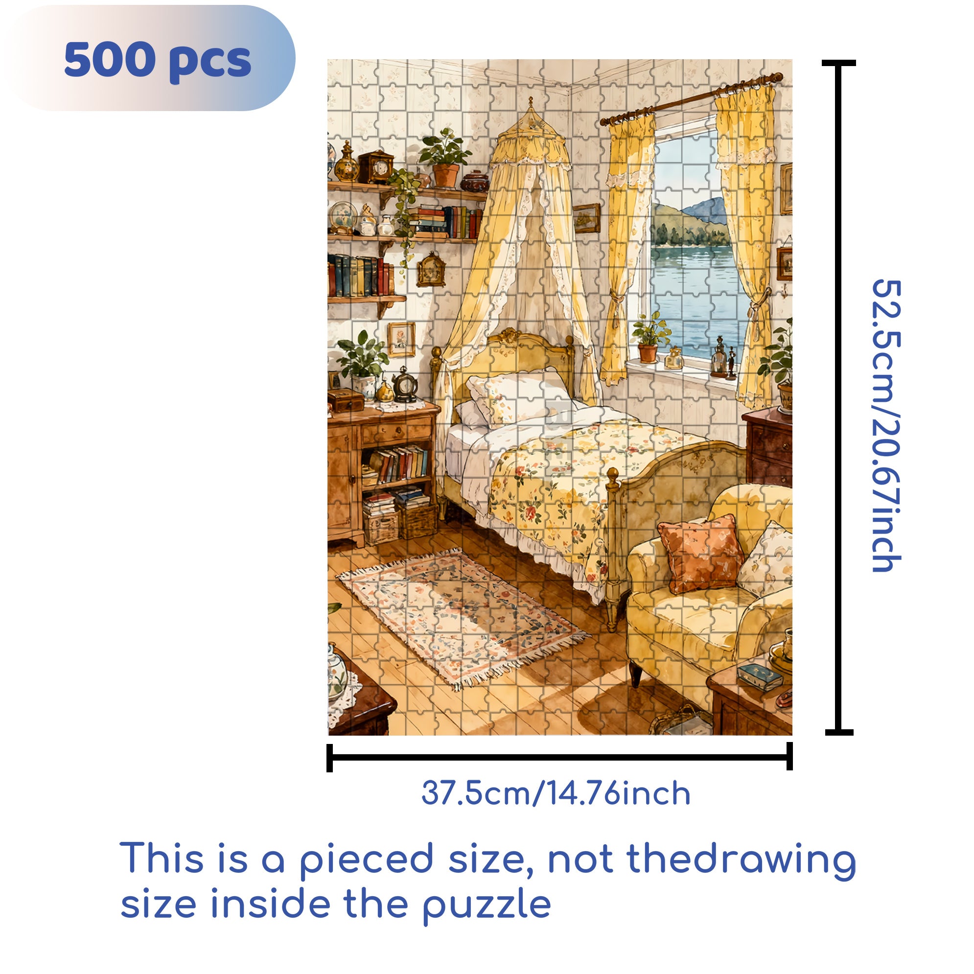 Retro Wallpaper 500pcs/1000pcs Jigsaw Puzzle, Scratch-Resistant, Interactive Family Game & Brain-Boosting DIY Decor, Perfect for Halloween, Christmas & New Year Gifts, Family Puzzle Game