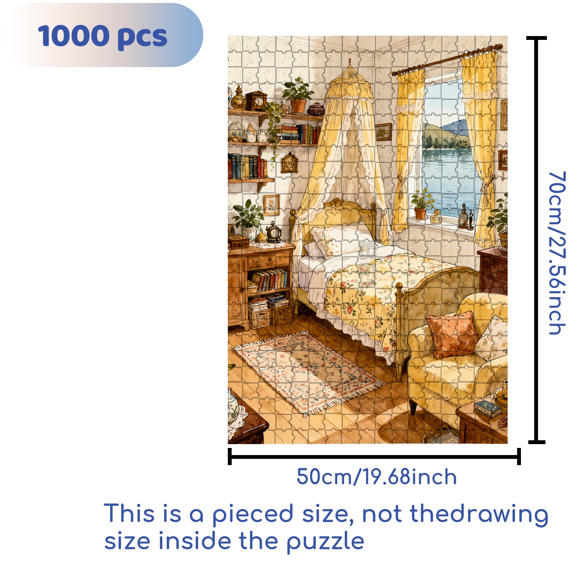 Retro Wallpaper 500pcs/1000pcs Jigsaw Puzzle, Scratch-Resistant, Interactive Family Game & Brain-Boosting DIY Decor, Perfect for Halloween, Christmas & New Year Gifts, Family Puzzle Game