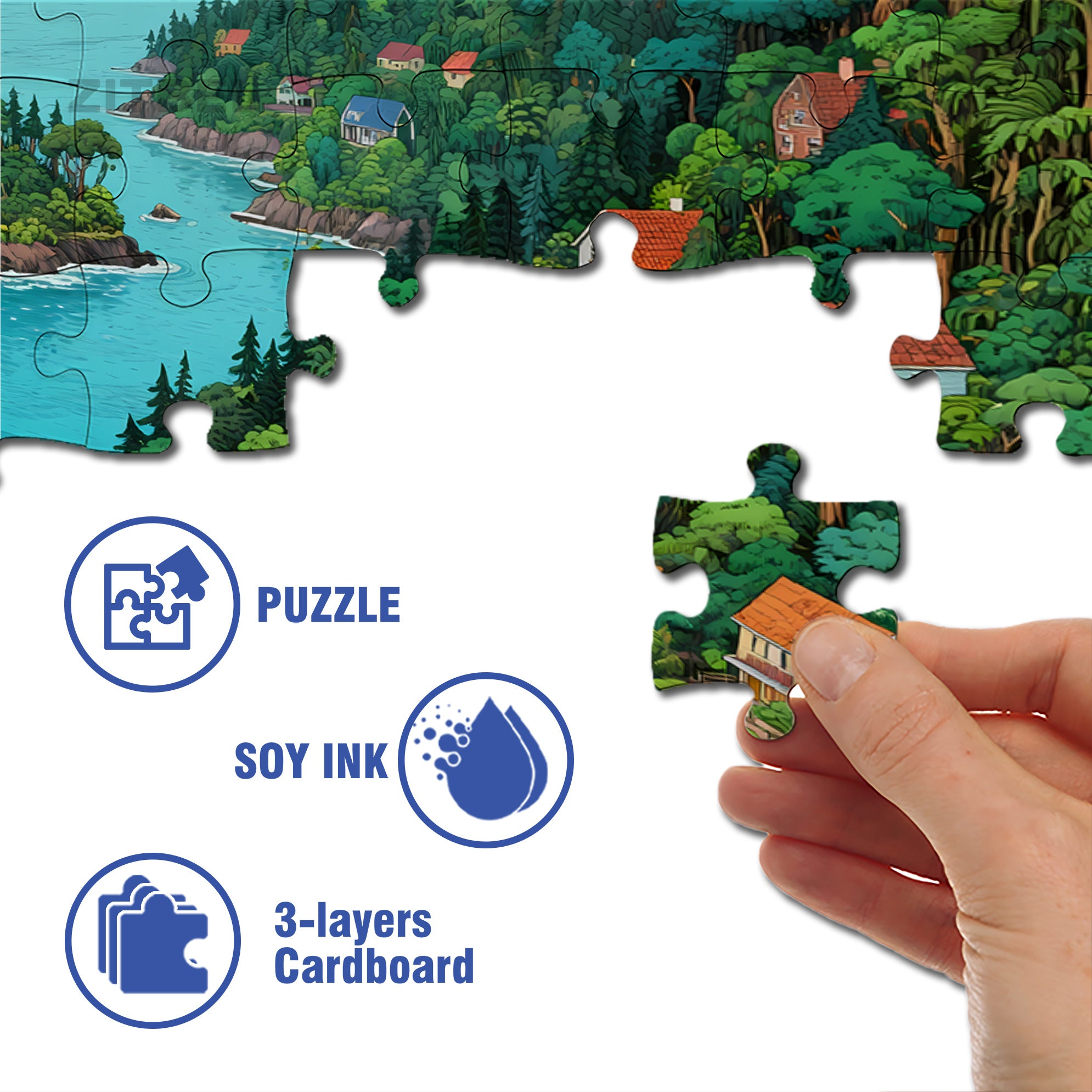 River Valley 500pcs/1000pcs Jigsaw Puzzle, Scratch-Resistant, Interactive Family Game & Brain-Boosting DIY Decor, Perfect for Halloween, Christmas & New Year Gifts, Family Puzzle Game