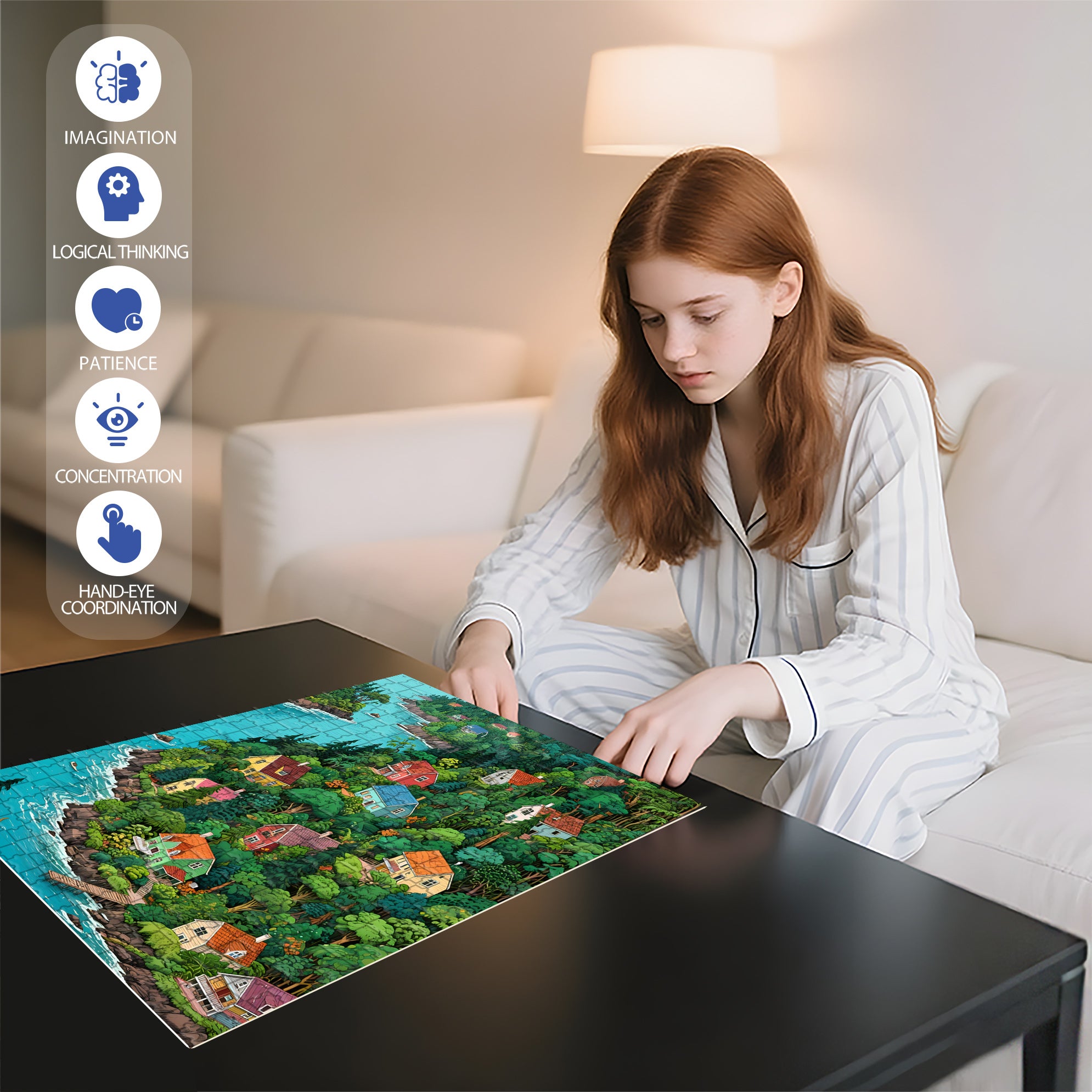 River Valley 500pcs/1000pcs Jigsaw Puzzle, Scratch-Resistant, Interactive Family Game & Brain-Boosting DIY Decor, Perfect for Halloween, Christmas & New Year Gifts, Family Puzzle Game
