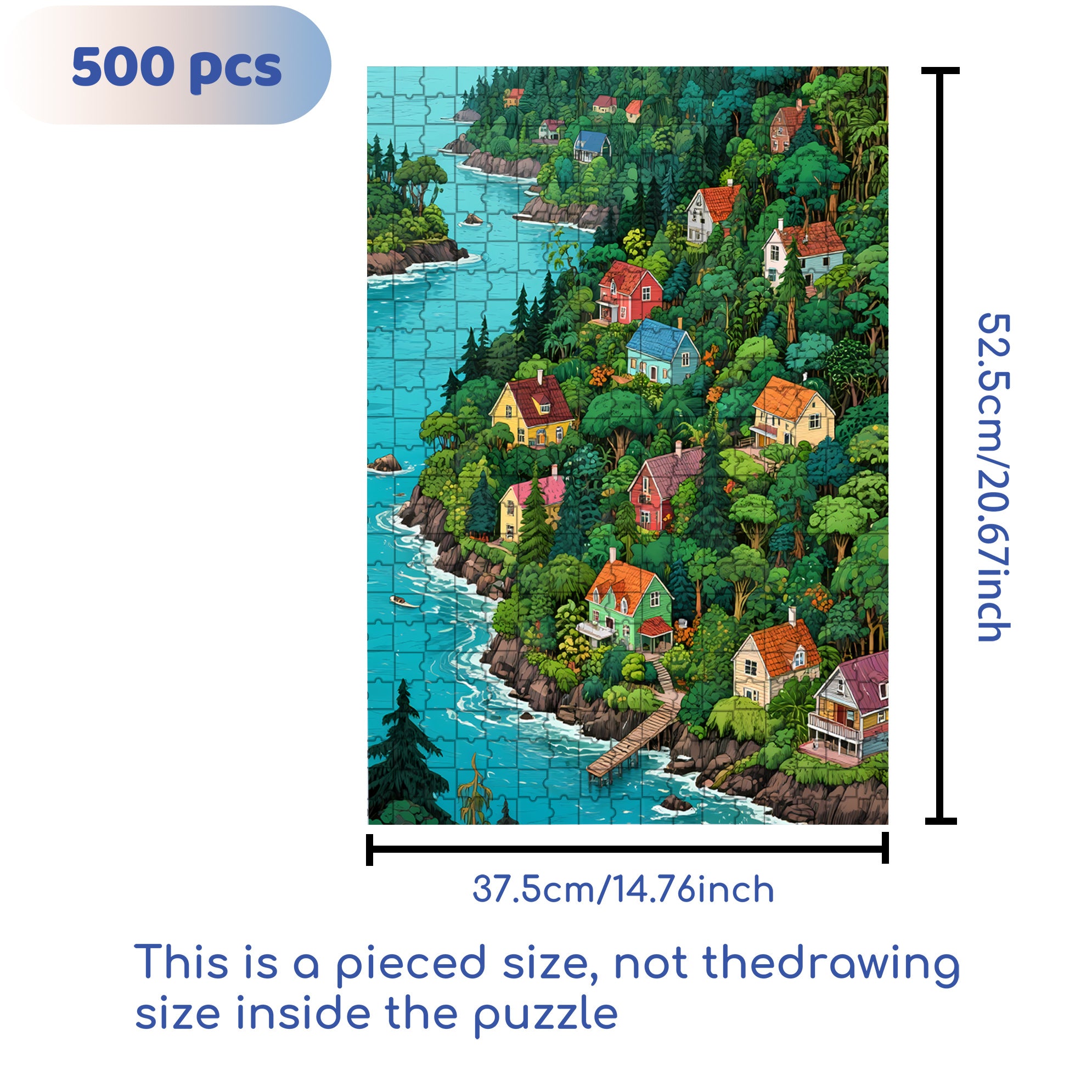River Valley 500pcs/1000pcs Jigsaw Puzzle, Scratch-Resistant, Interactive Family Game & Brain-Boosting DIY Decor, Perfect for Halloween, Christmas & New Year Gifts, Family Puzzle Game