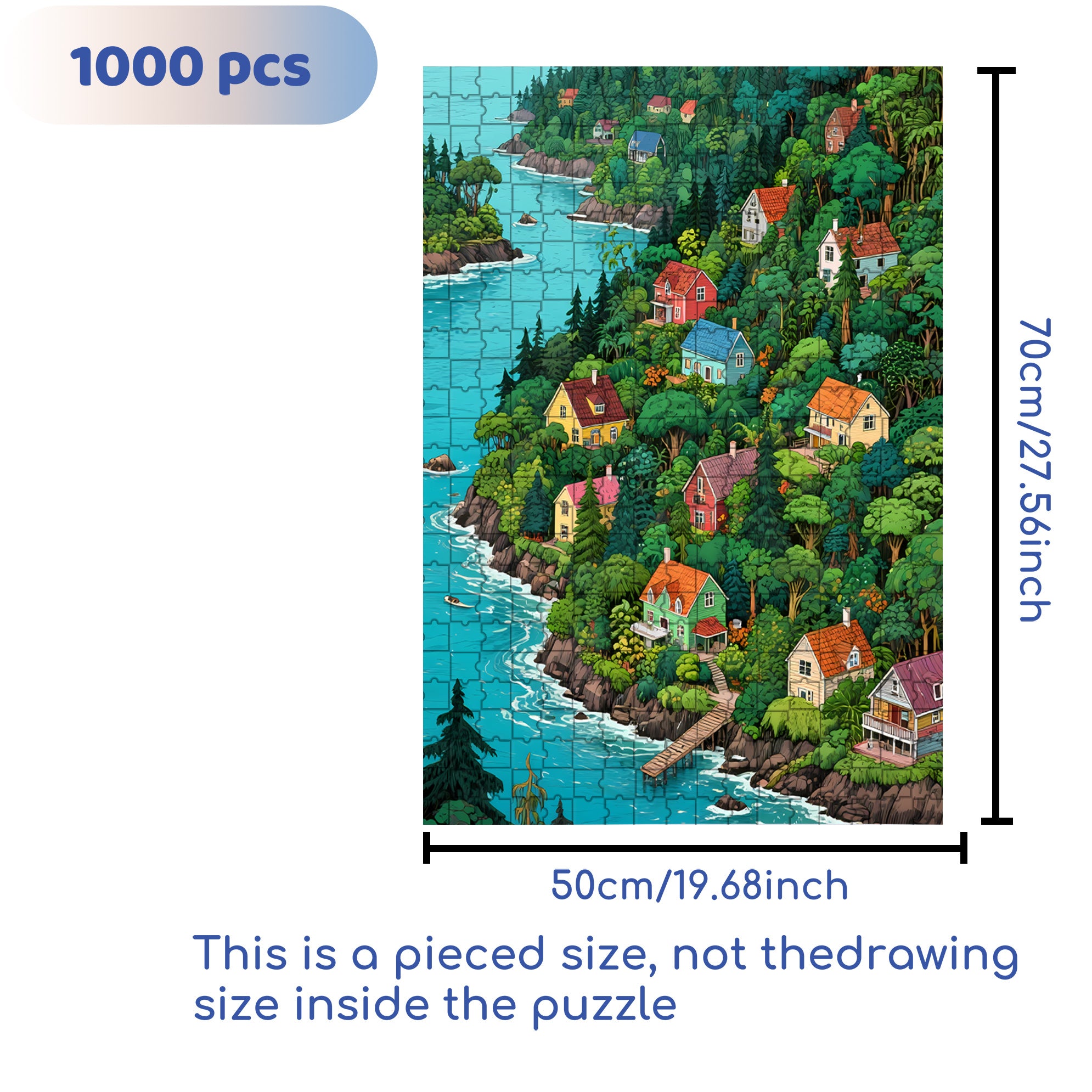 River Valley 500pcs/1000pcs Jigsaw Puzzle, Scratch-Resistant, Interactive Family Game & Brain-Boosting DIY Decor, Perfect for Halloween, Christmas & New Year Gifts, Family Puzzle Game