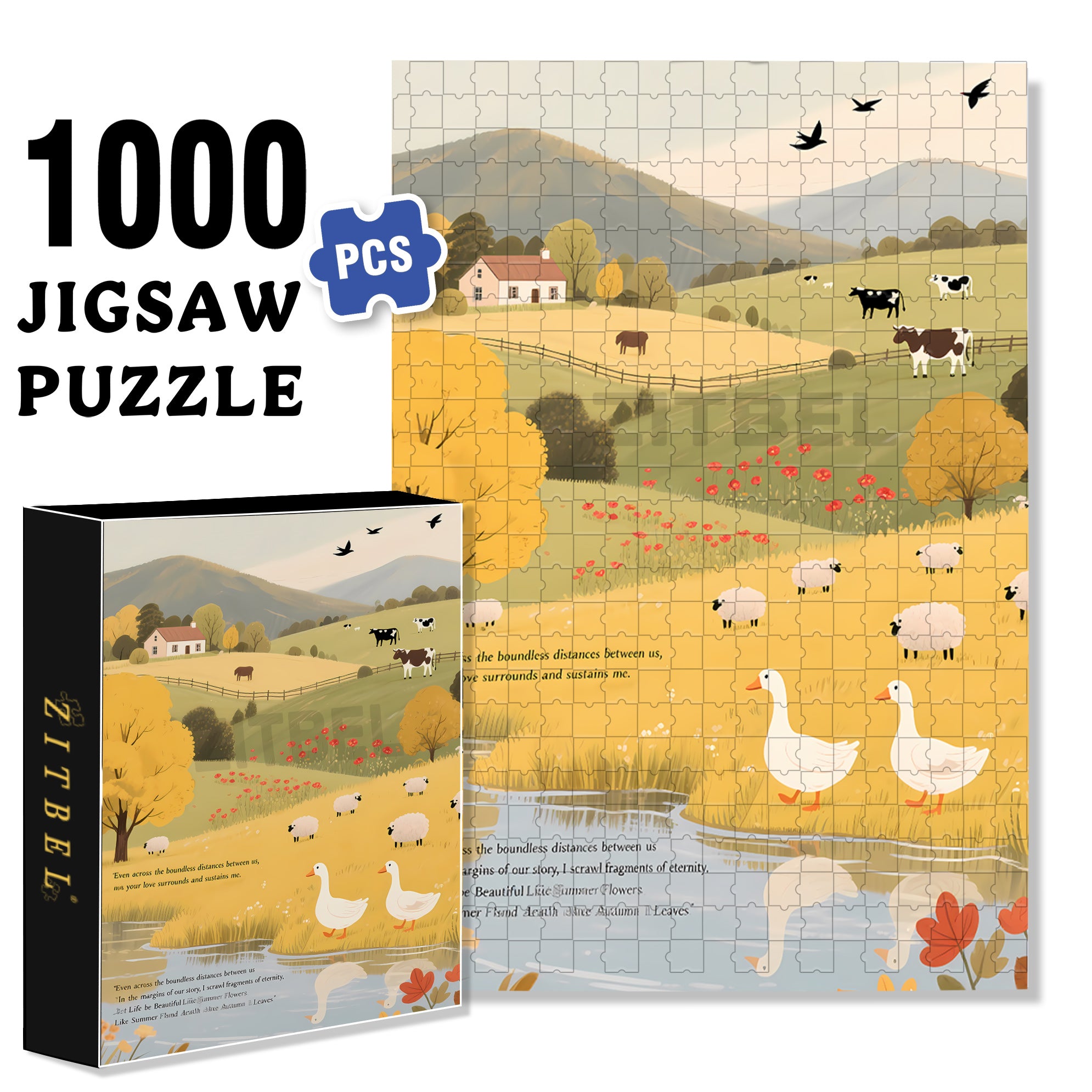 Rural Life 500pcs/1000pcs Jigsaw Puzzle, Scratch-Resistant, Interactive Family Game & Brain-Boosting DIY Decor, Perfect for Halloween, Christmas & New Year Gifts, Family Puzzle Game