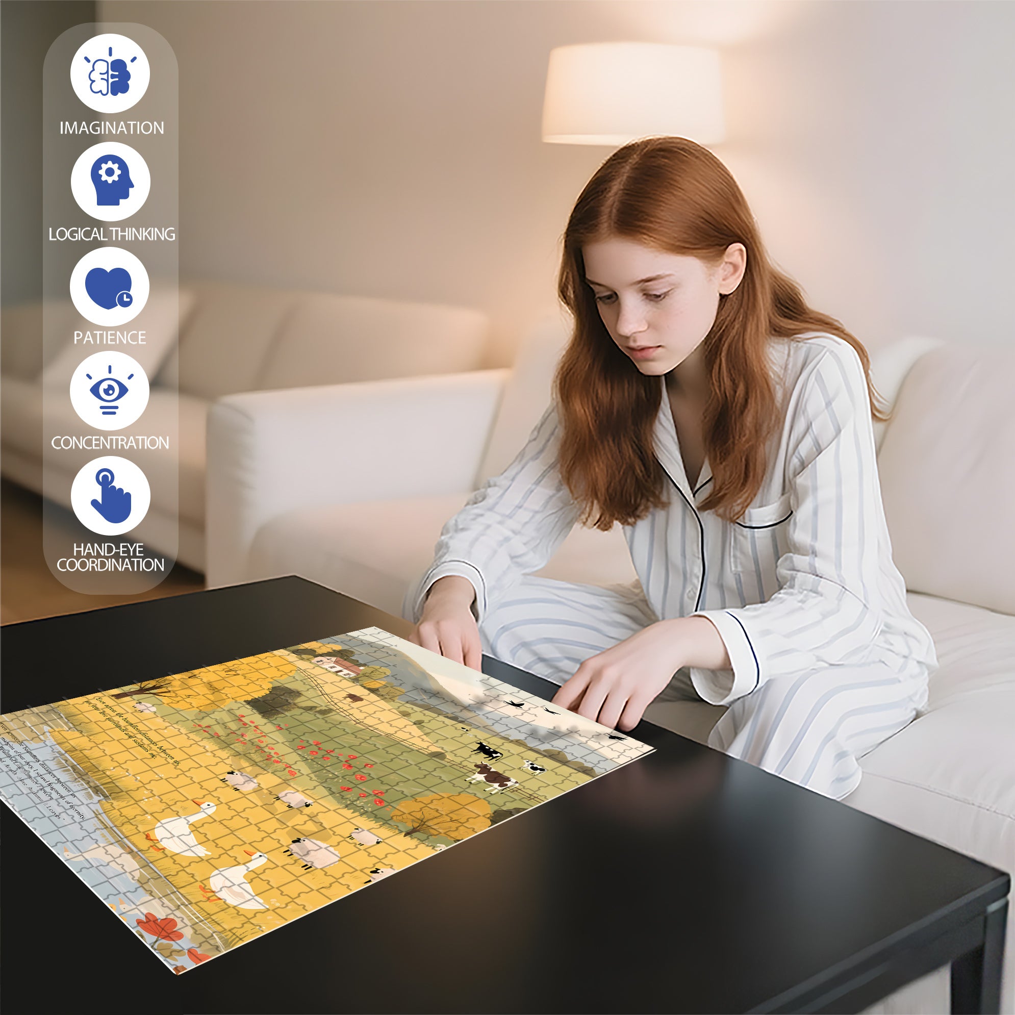Rural Life 500pcs/1000pcs Jigsaw Puzzle, Scratch-Resistant, Interactive Family Game & Brain-Boosting DIY Decor, Perfect for Halloween, Christmas & New Year Gifts, Family Puzzle Game