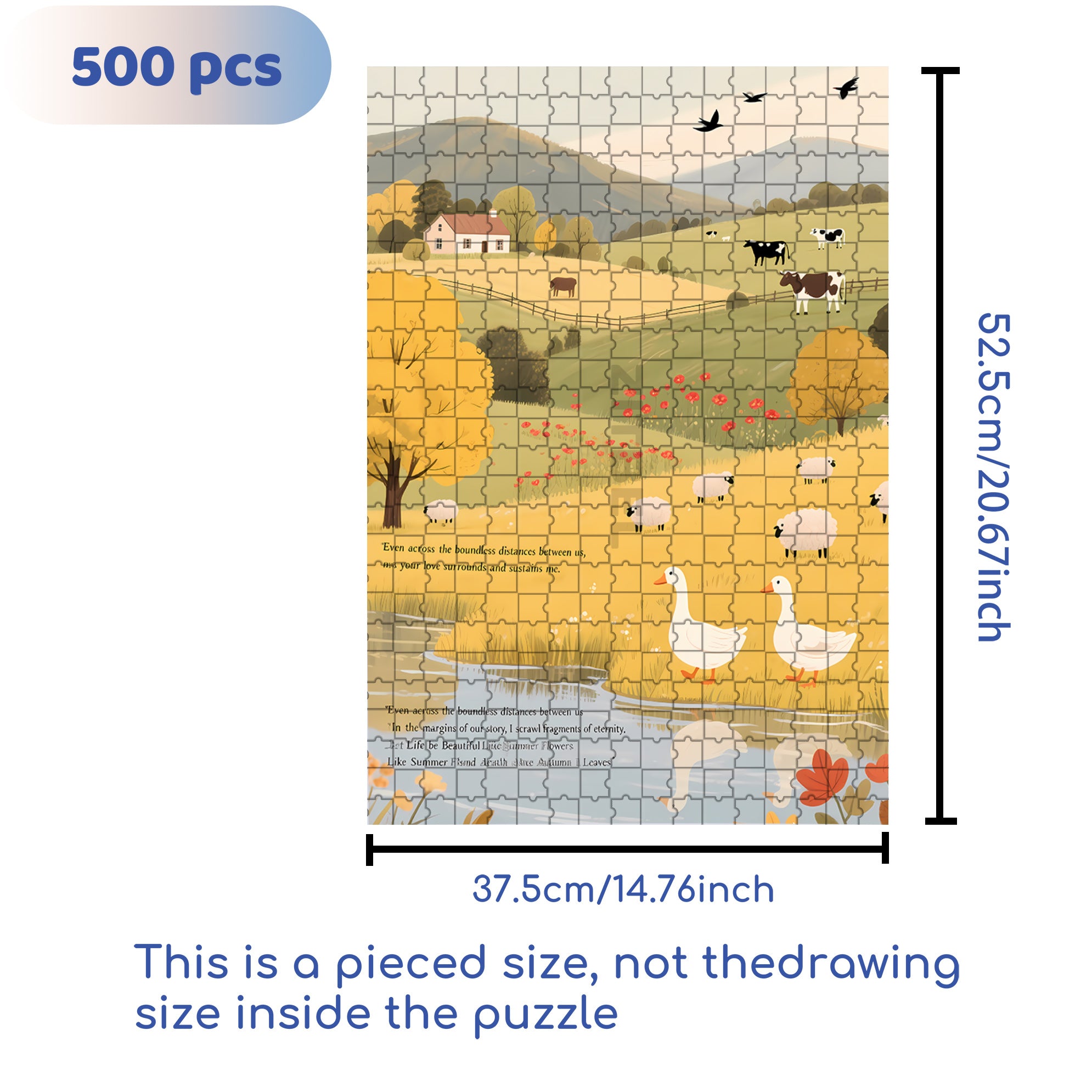 Rural Life 500pcs/1000pcs Jigsaw Puzzle, Scratch-Resistant, Interactive Family Game & Brain-Boosting DIY Decor, Perfect for Halloween, Christmas & New Year Gifts, Family Puzzle Game