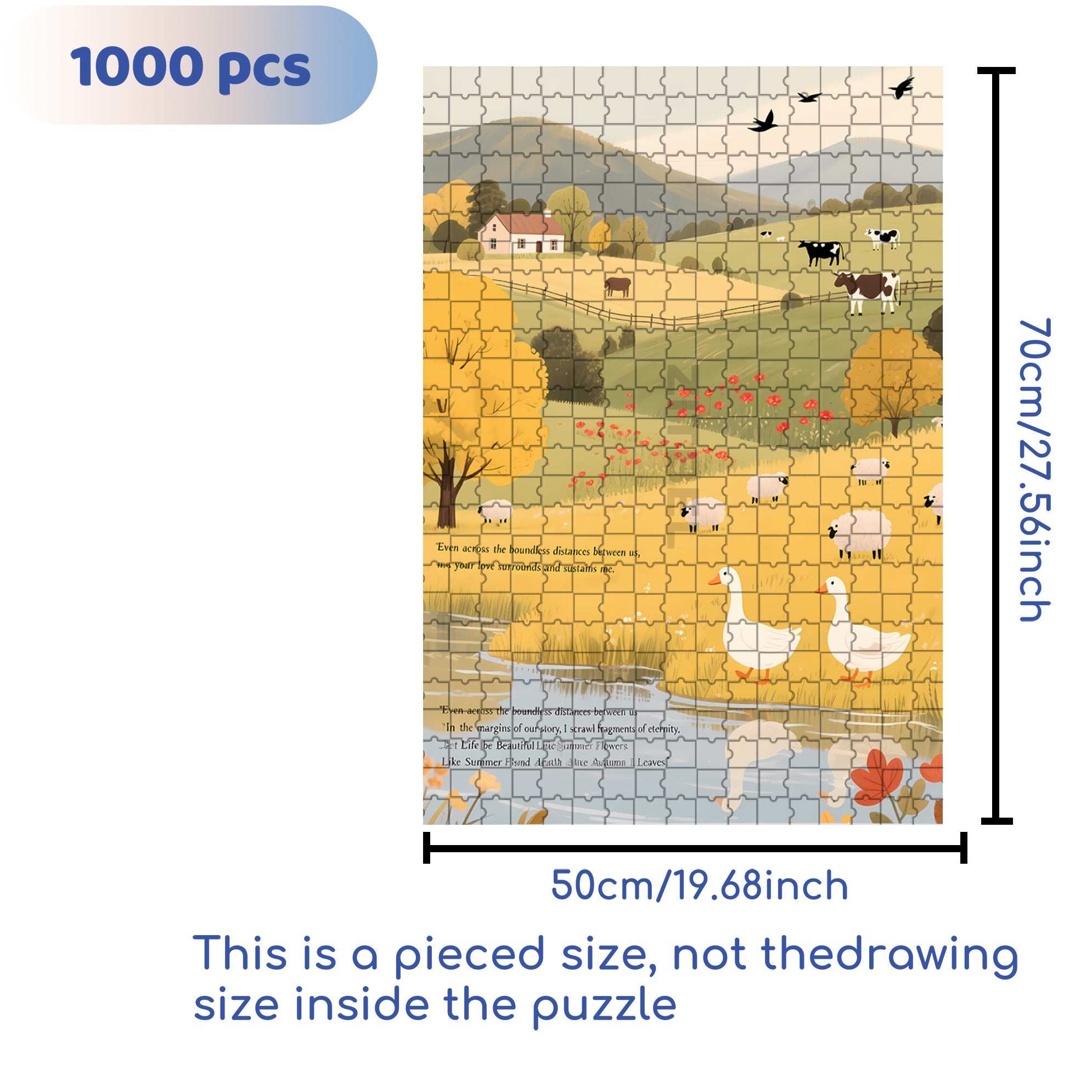 Rural Life 500pcs/1000pcs Jigsaw Puzzle, Scratch-Resistant, Interactive Family Game & Brain-Boosting DIY Decor, Perfect for Halloween, Christmas & New Year Gifts, Family Puzzle Game
