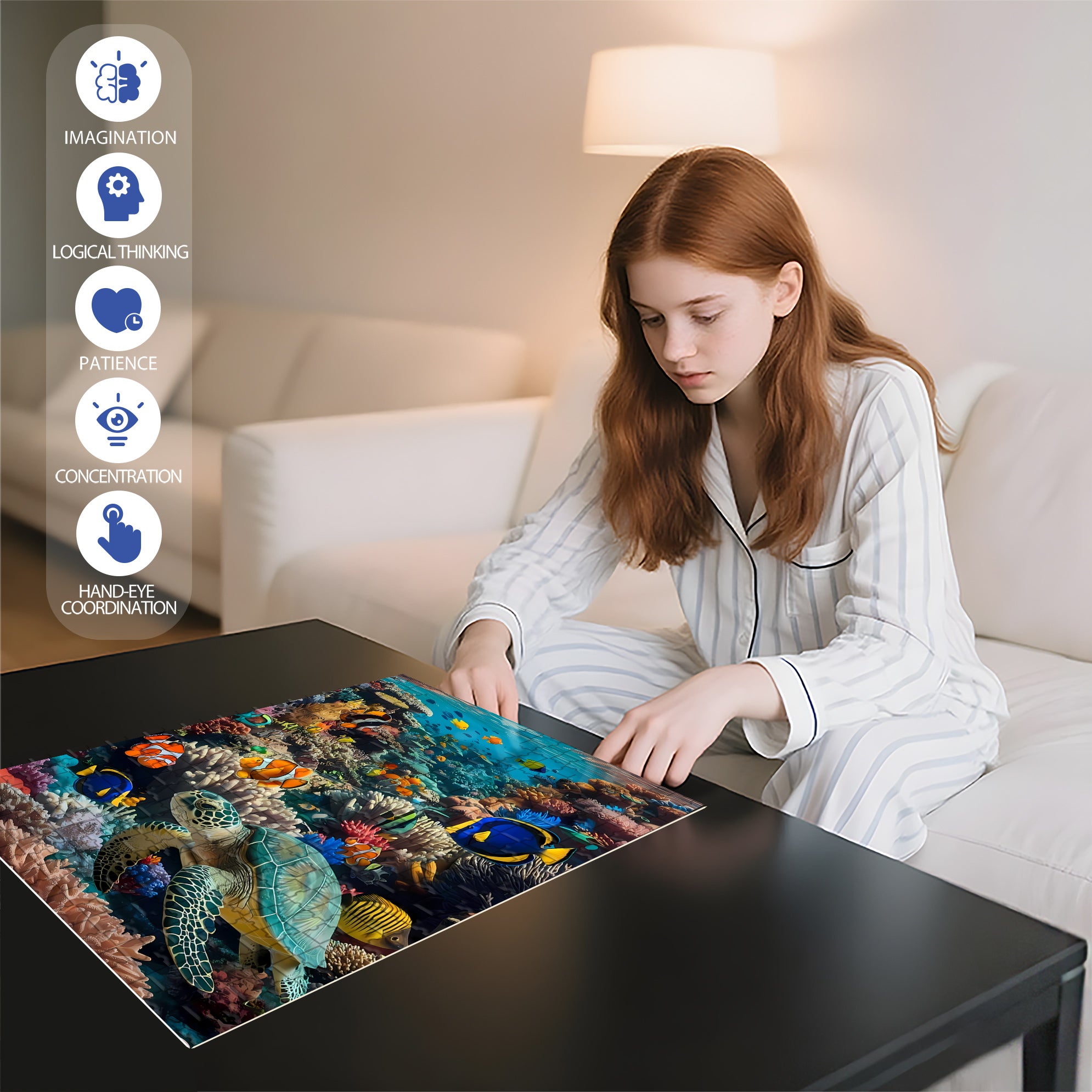 Sea Turtles 500pcs/1000pcs Jigsaw Puzzle, Scratch-Resistant, Interactive Family Game & Brain-Boosting DIY Decor, Perfect for Halloween, Christmas & New Year Gifts, Family Puzzle Game