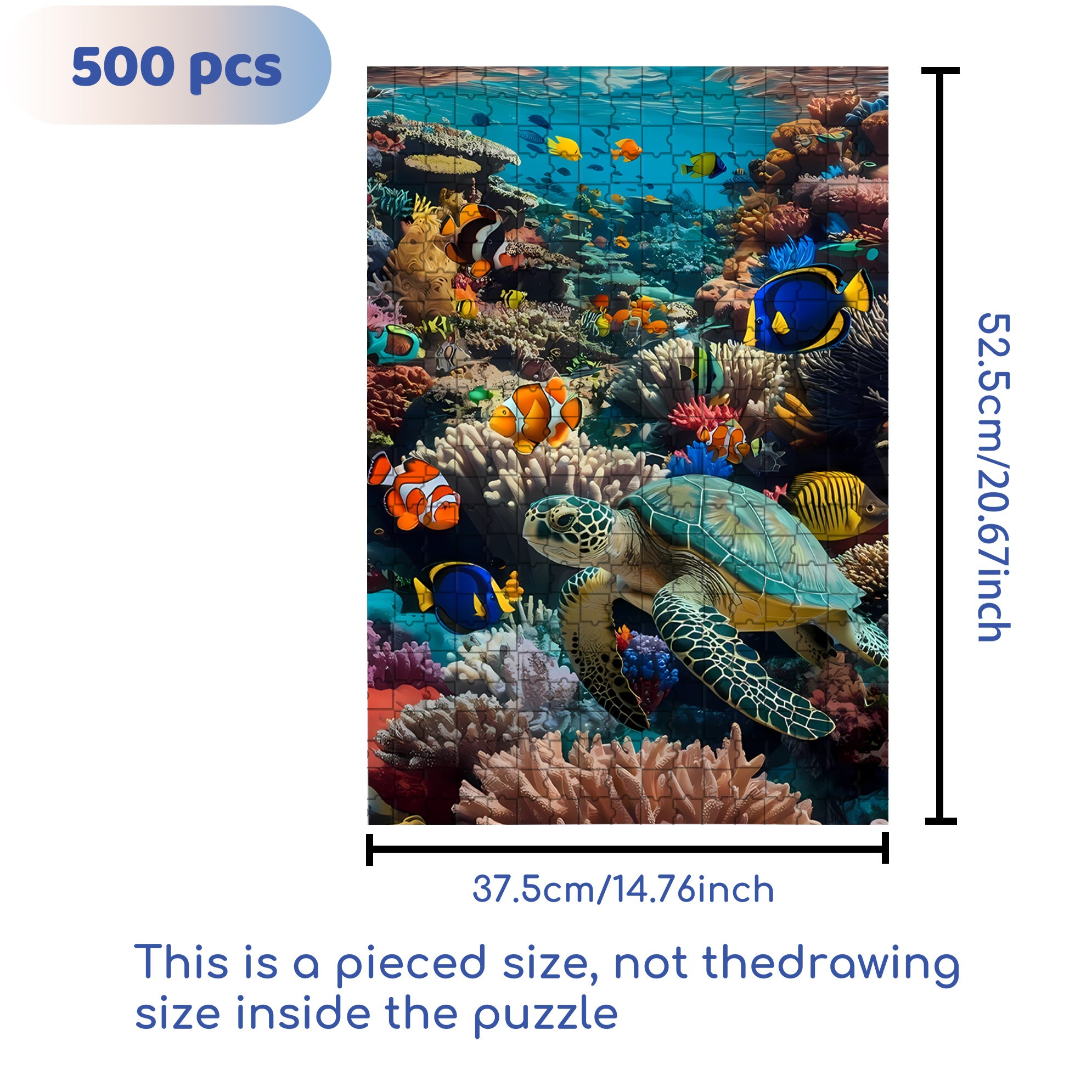 Sea Turtles 500pcs/1000pcs Jigsaw Puzzle, Scratch-Resistant, Interactive Family Game & Brain-Boosting DIY Decor, Perfect for Halloween, Christmas & New Year Gifts, Family Puzzle Game
