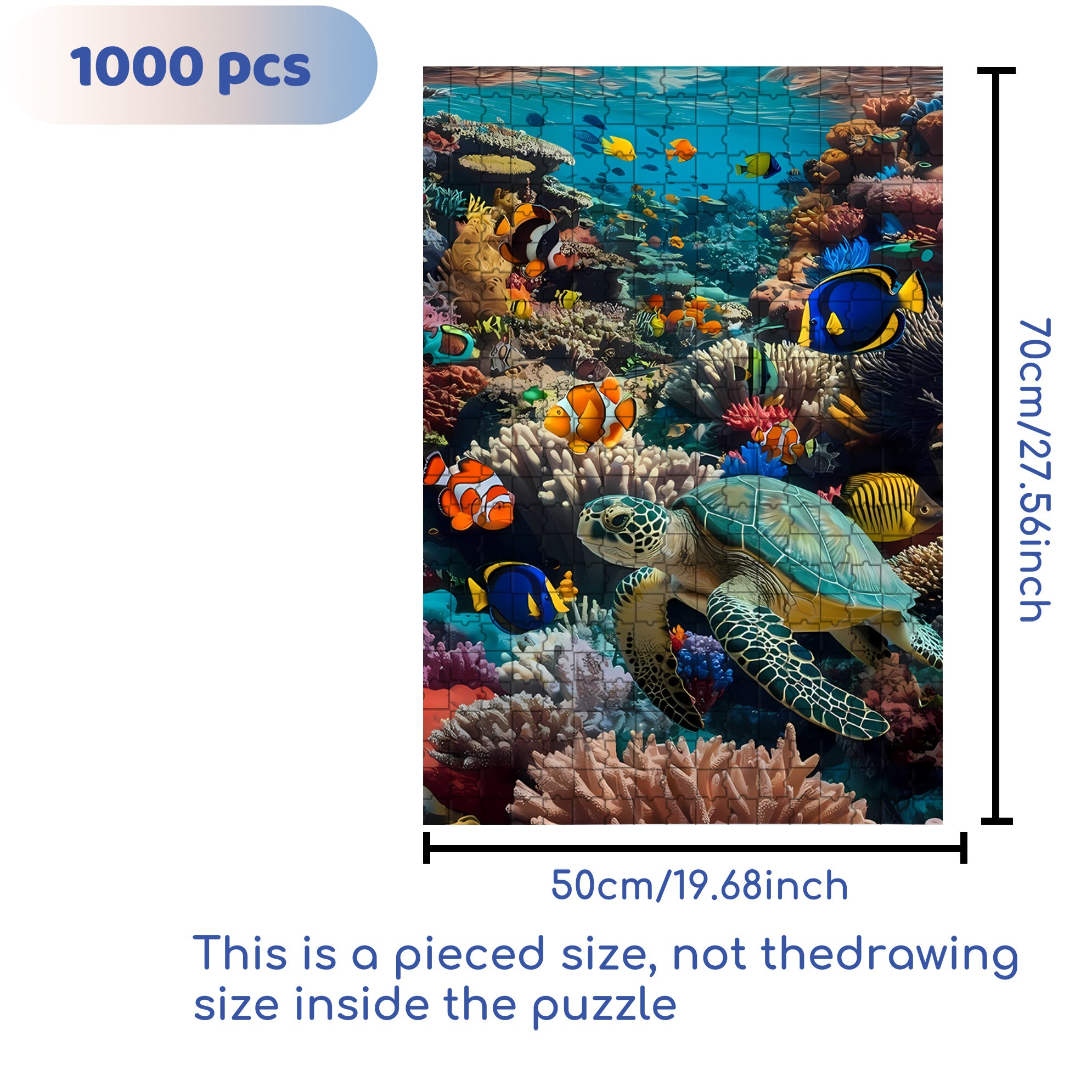 Sea Turtles 500pcs/1000pcs Jigsaw Puzzle, Scratch-Resistant, Interactive Family Game & Brain-Boosting DIY Decor, Perfect for Halloween, Christmas & New Year Gifts, Family Puzzle Game