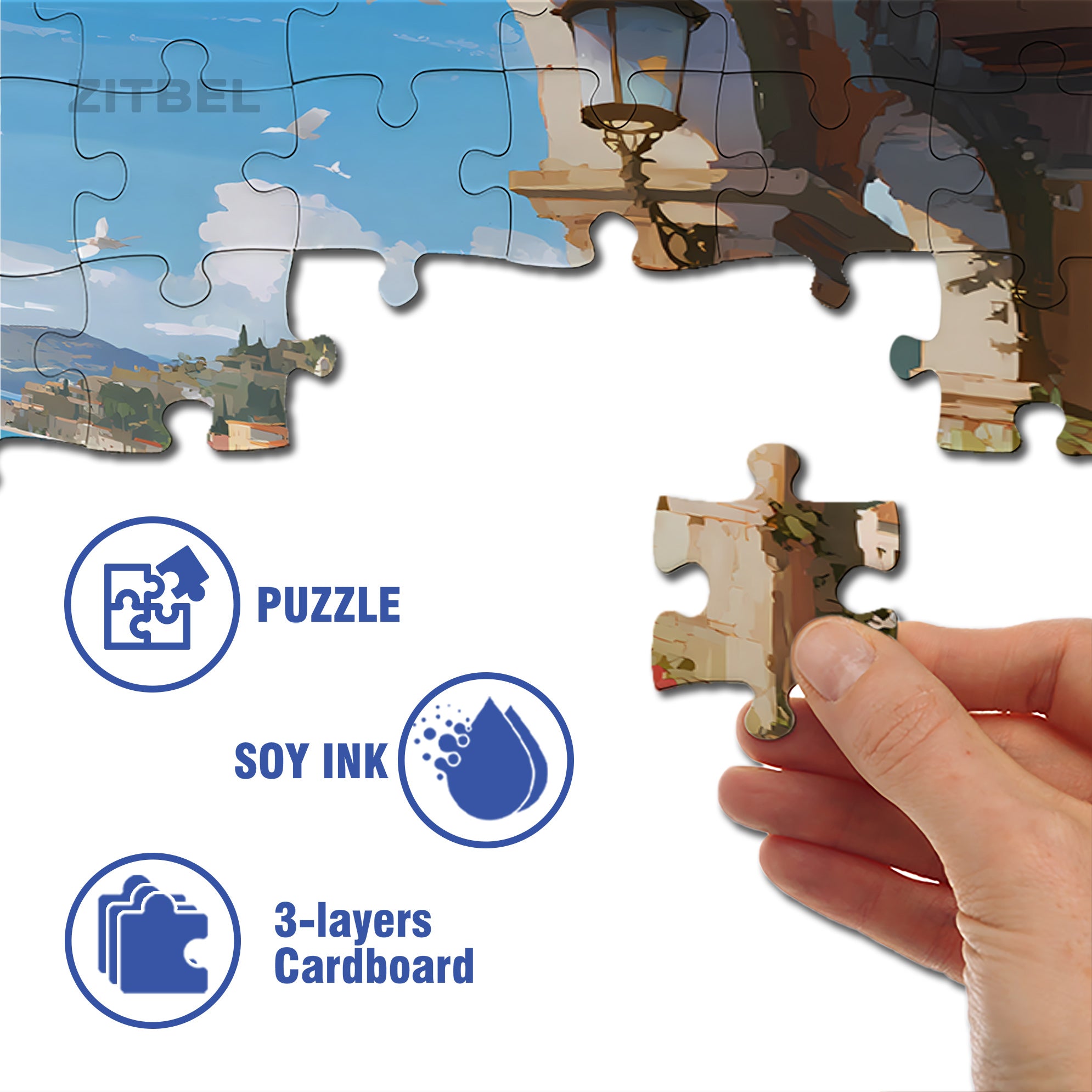 Seaside Towns 500pcs/1000pcs Jigsaw Puzzle, Scratch-Resistant, Interactive Family Game & Brain-Boosting DIY Decor, Perfect for Halloween, Christmas & New Year Gifts, Family Puzzle Game