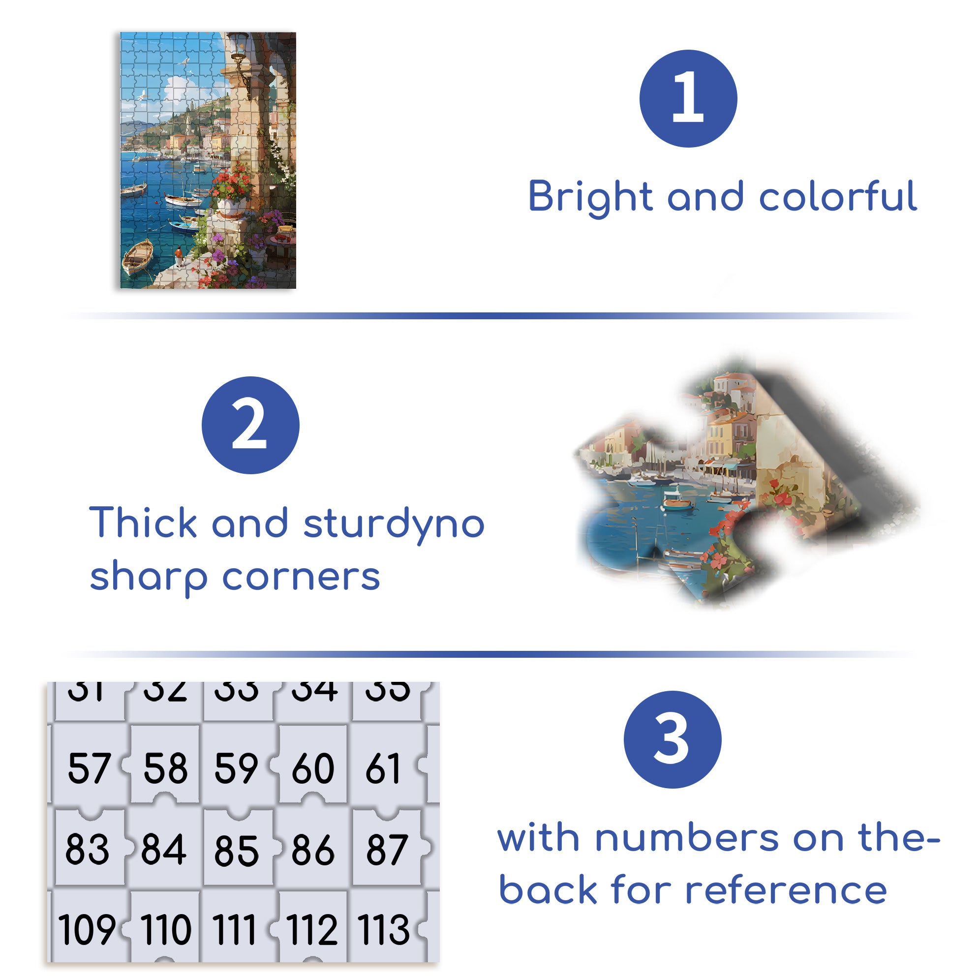 Seaside Towns 500pcs/1000pcs Jigsaw Puzzle, Scratch-Resistant, Interactive Family Game & Brain-Boosting DIY Decor, Perfect for Halloween, Christmas & New Year Gifts, Family Puzzle Game