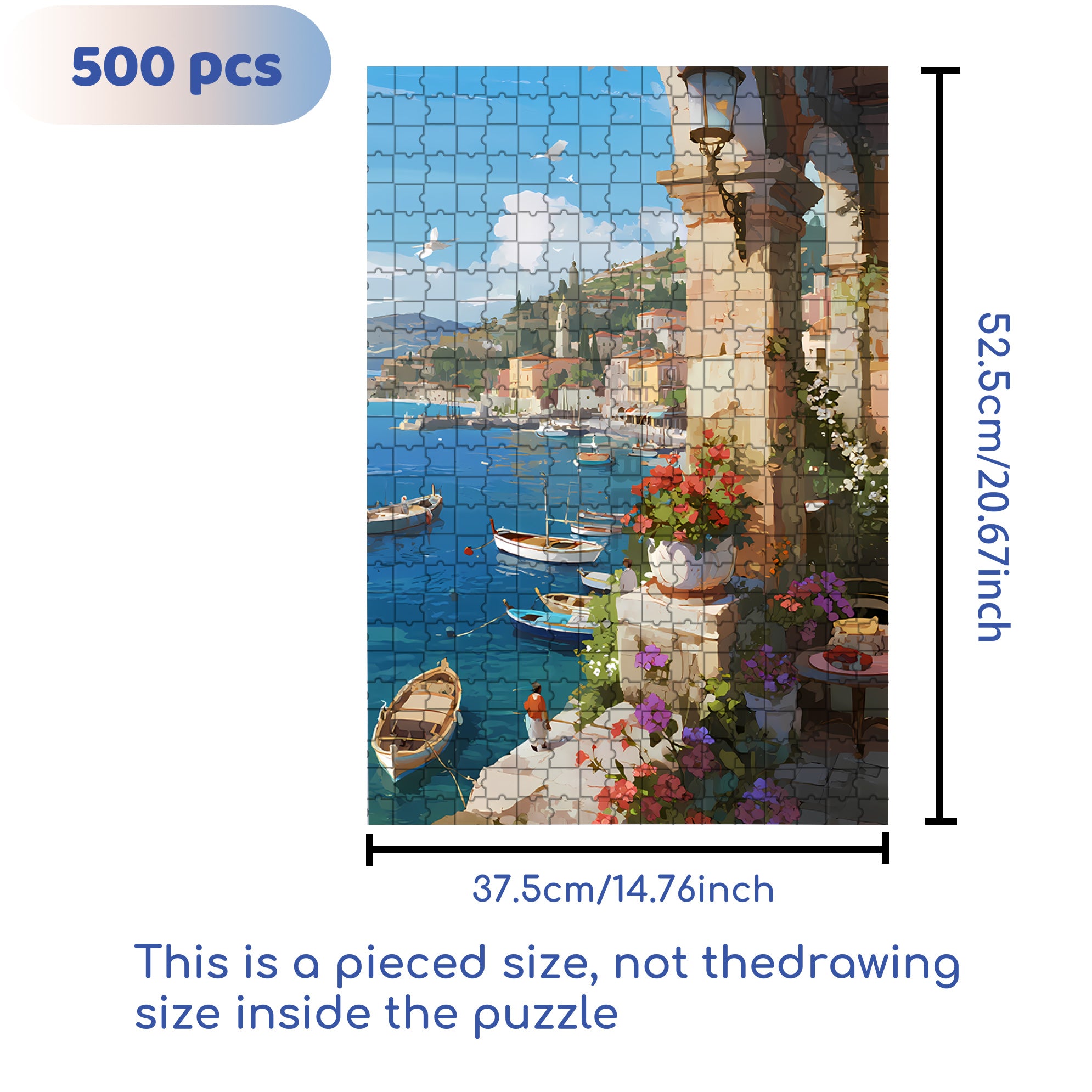 Seaside Towns 500pcs/1000pcs Jigsaw Puzzle, Scratch-Resistant, Interactive Family Game & Brain-Boosting DIY Decor, Perfect for Halloween, Christmas & New Year Gifts, Family Puzzle Game