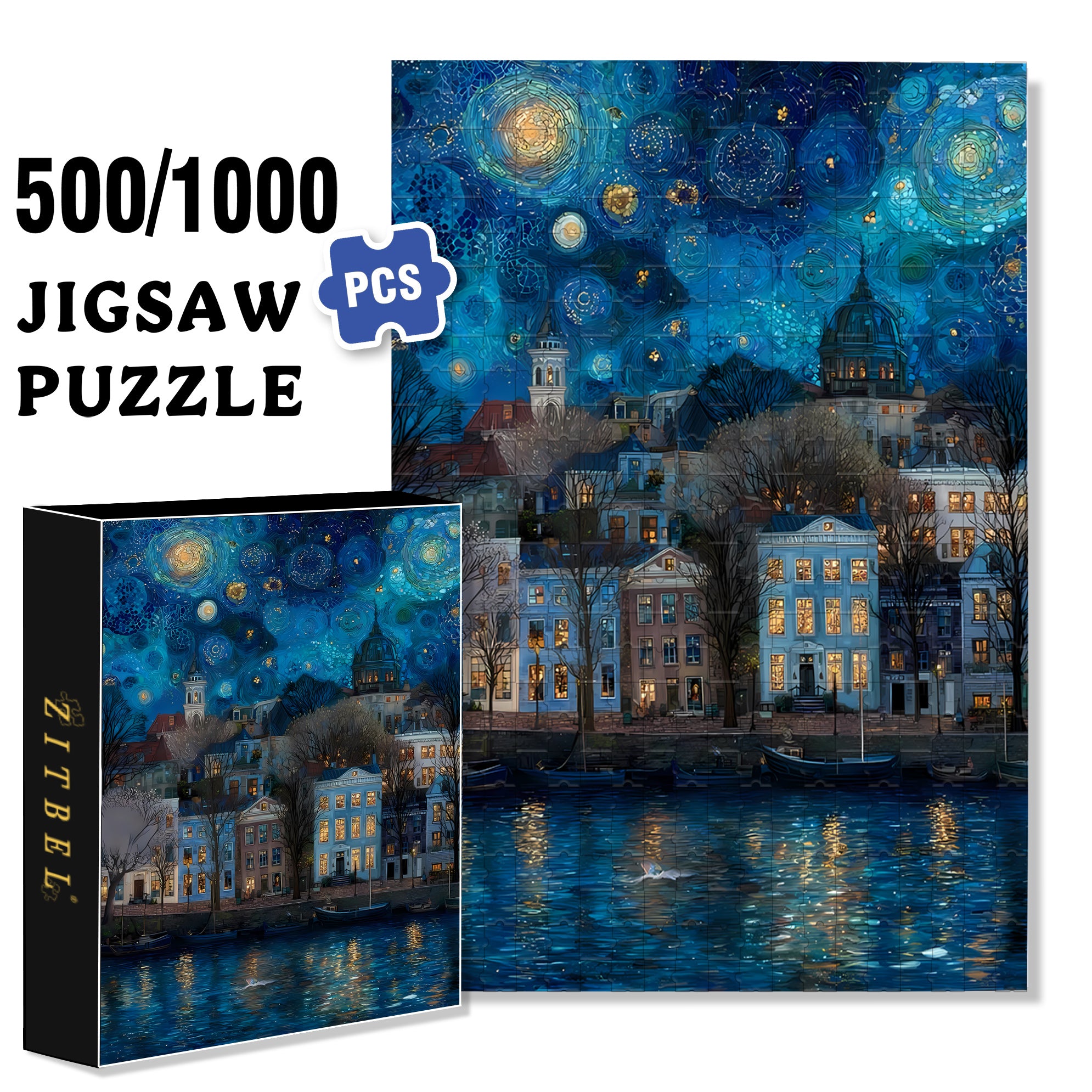 Seine River 500pcs/1000pcs Jigsaw Puzzle, Scratch-Resistant, Interactive Family Game & Brain-Boosting DIY Decor, Perfect for Halloween, Christmas & New Year Gifts, Family Puzzle Game