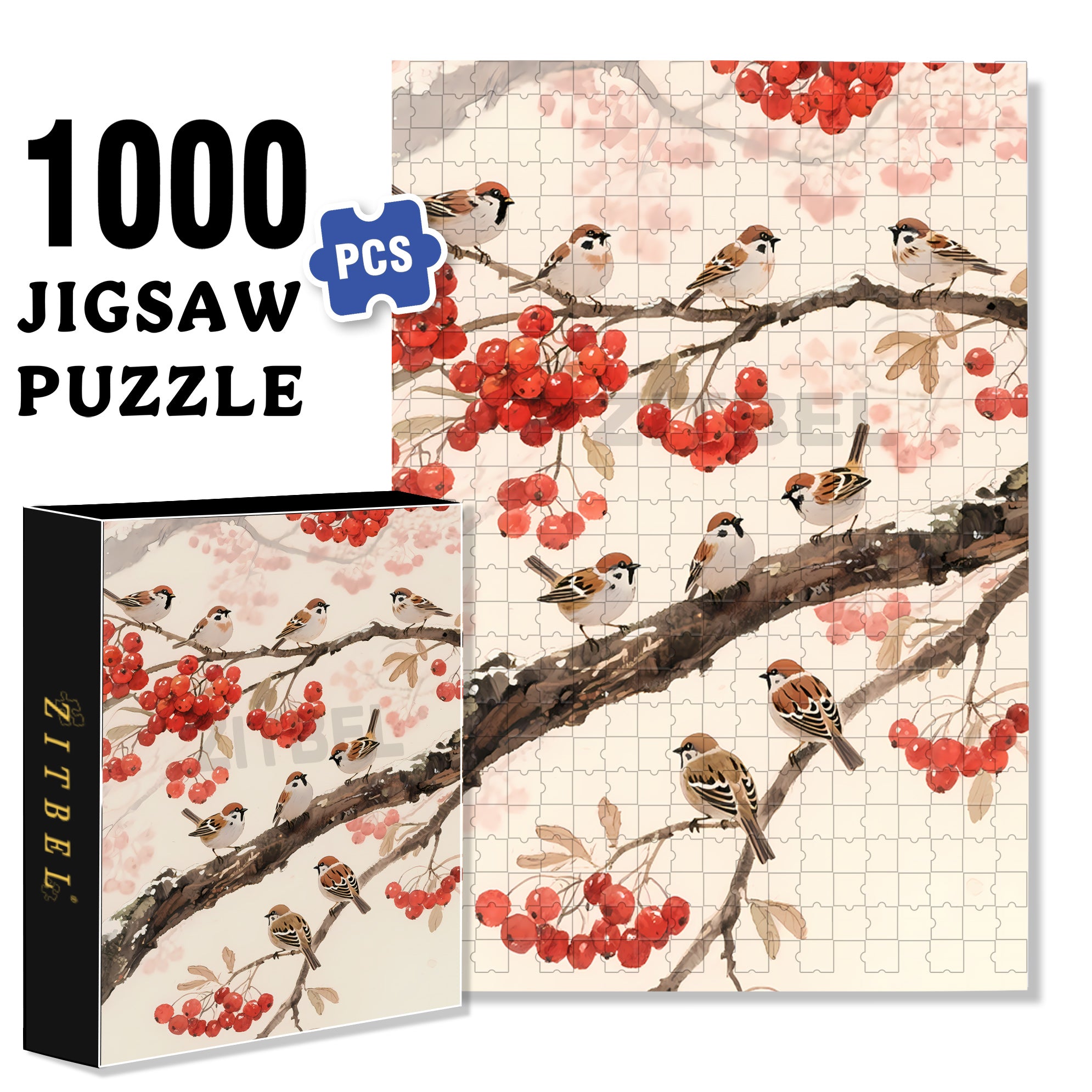 Sparrow 500pcs/1000pcs Jigsaw Puzzle, Scratch-Resistant, Interactive Family Game & Brain-Boosting DIY Decor, Perfect for Halloween, Christmas & New Year Gifts, Family Puzzle Game