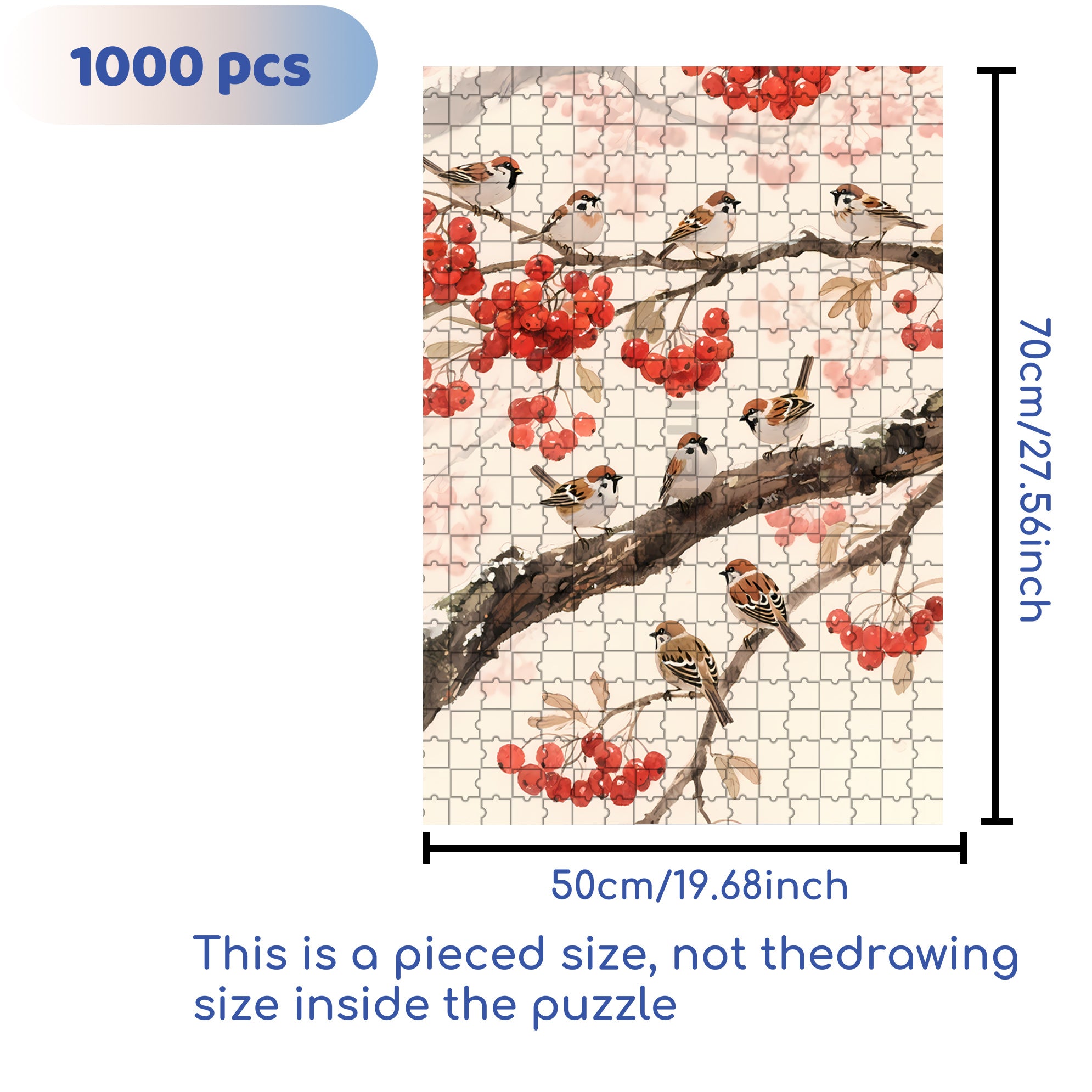 Sparrow 500pcs/1000pcs Jigsaw Puzzle, Scratch-Resistant, Interactive Family Game & Brain-Boosting DIY Decor, Perfect for Halloween, Christmas & New Year Gifts, Family Puzzle Game