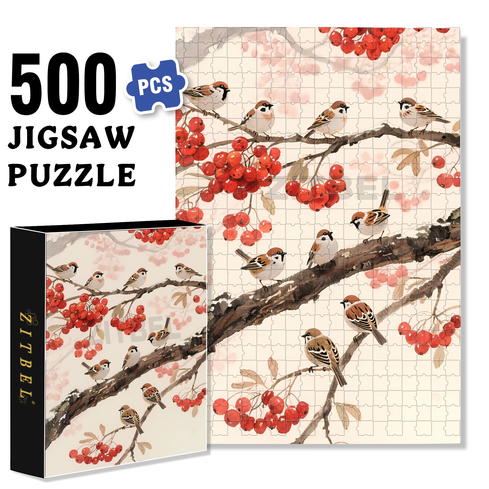 Sparrow 500pcs/1000pcs Jigsaw Puzzle, Scratch-Resistant, Interactive Family Game & Brain-Boosting DIY Decor, Perfect for Halloween, Christmas & New Year Gifts, Family Puzzle Game