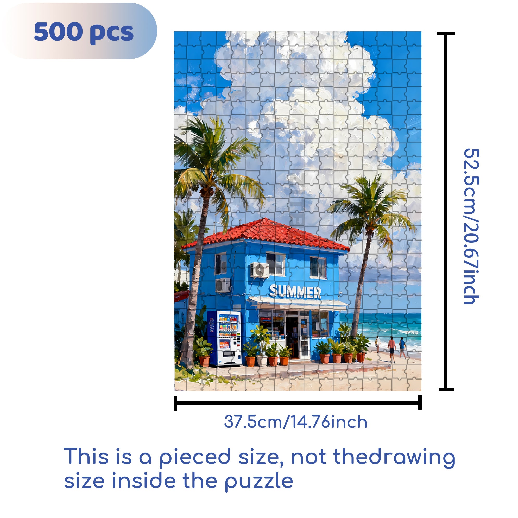 Summer Atmosphere 500pcs/1000pcs Jigsaw Puzzle, Scratch-Resistant, Interactive Family Game & Brain-Boosting DIY Decor, Perfect for Halloween, Christmas & New Year Gifts, Family Puzzle Game