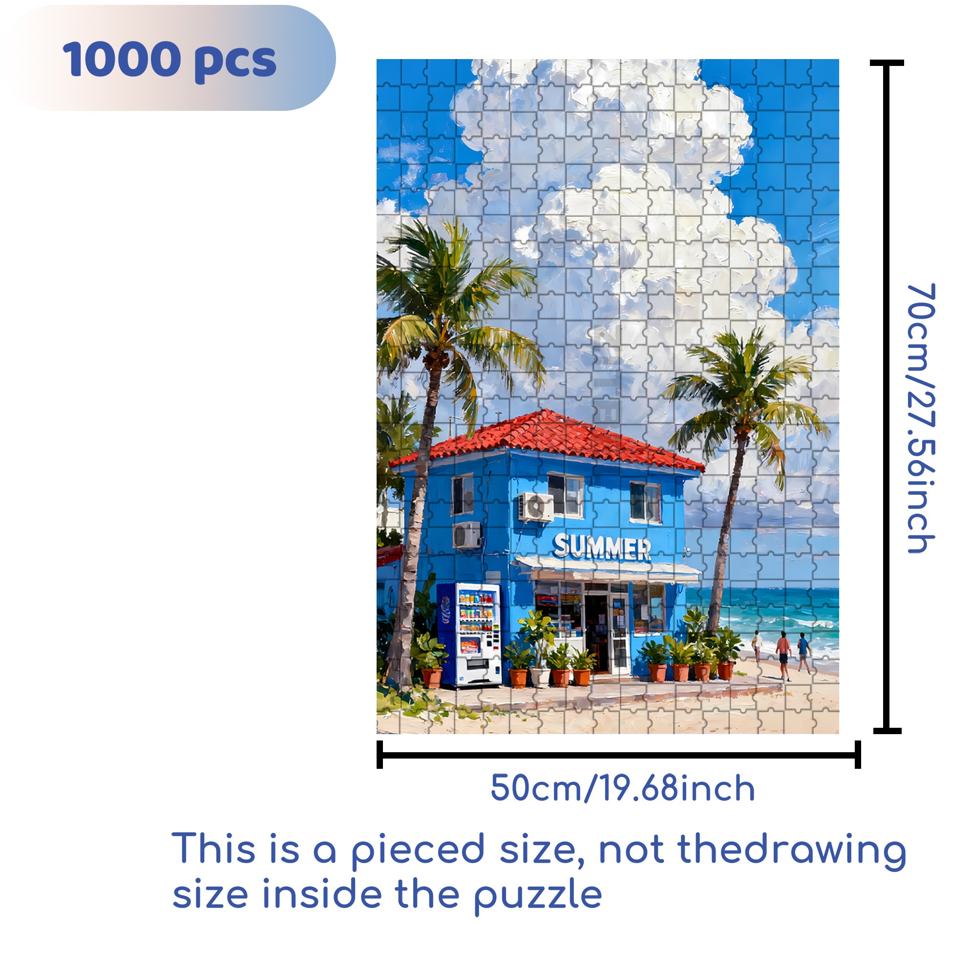 Summer Atmosphere 500pcs/1000pcs Jigsaw Puzzle, Scratch-Resistant, Interactive Family Game & Brain-Boosting DIY Decor, Perfect for Halloween, Christmas & New Year Gifts, Family Puzzle Game