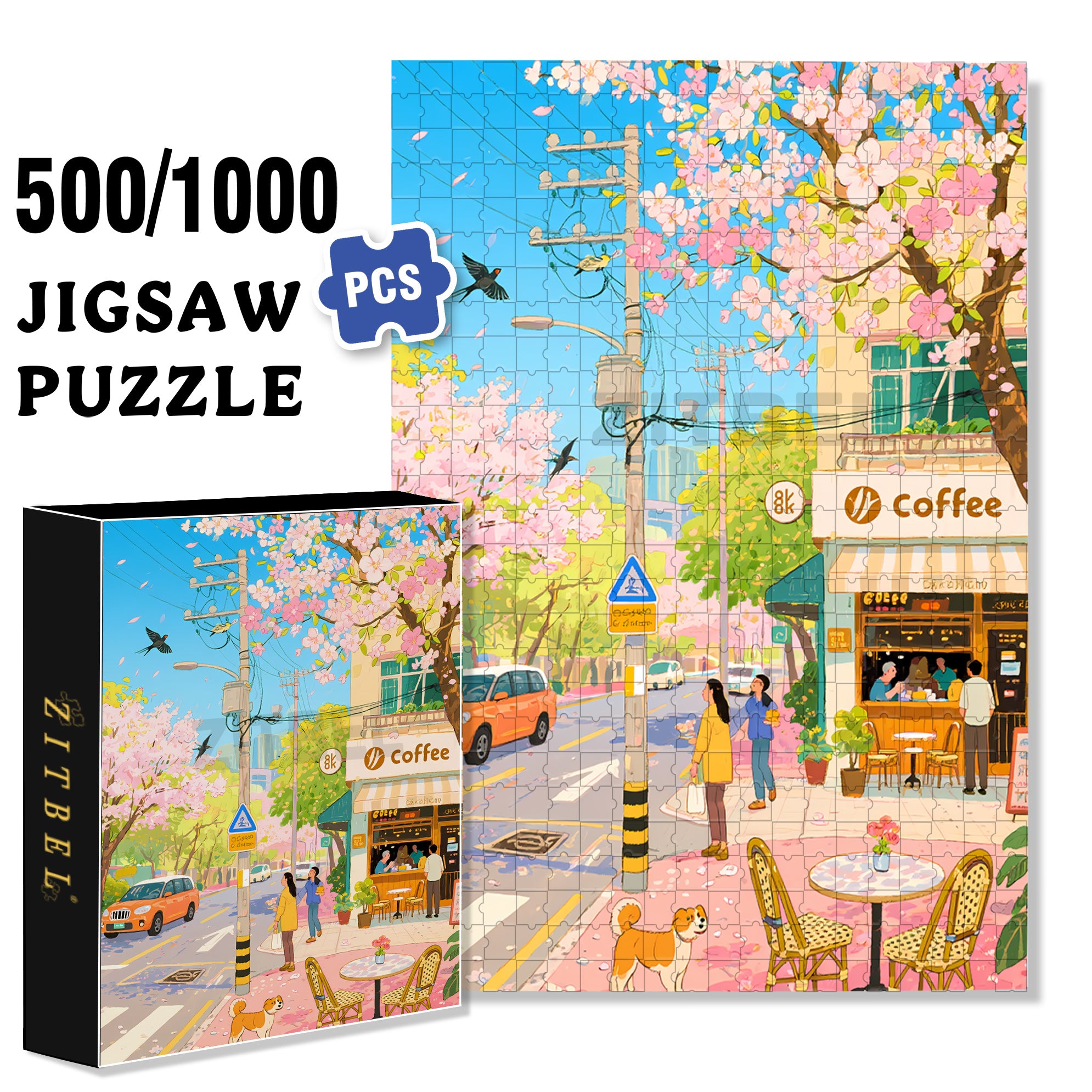Taipei Spring 500pcs/1000pcs Jigsaw Puzzle, Scratch-Resistant, Interactive Family Game & Brain-Boosting DIY Decor, Perfect for Halloween, Christmas & New Year Gifts, Family Puzzle Game