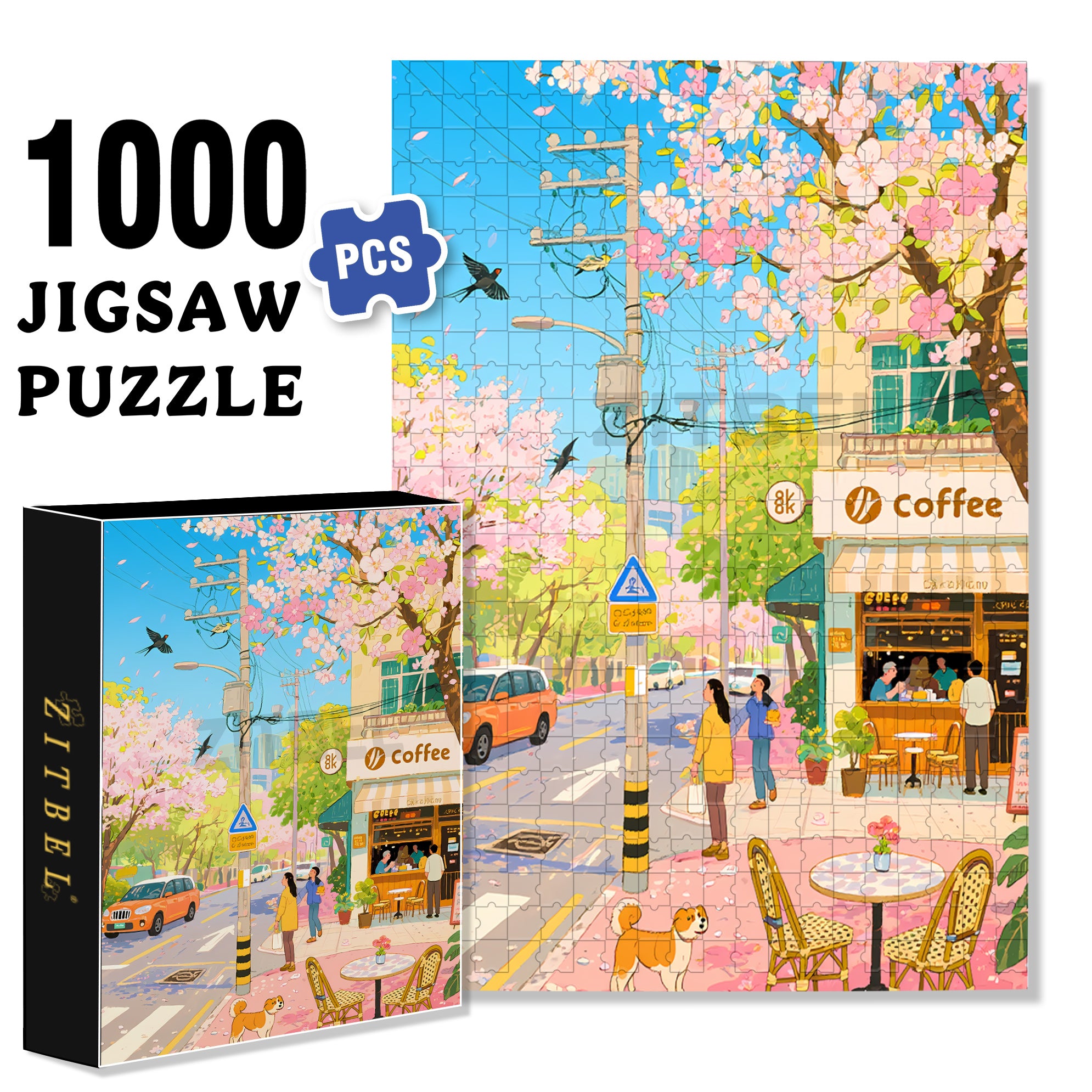 Taipei Spring 500pcs/1000pcs Jigsaw Puzzle, Scratch-Resistant, Interactive Family Game & Brain-Boosting DIY Decor, Perfect for Halloween, Christmas & New Year Gifts, Family Puzzle Game