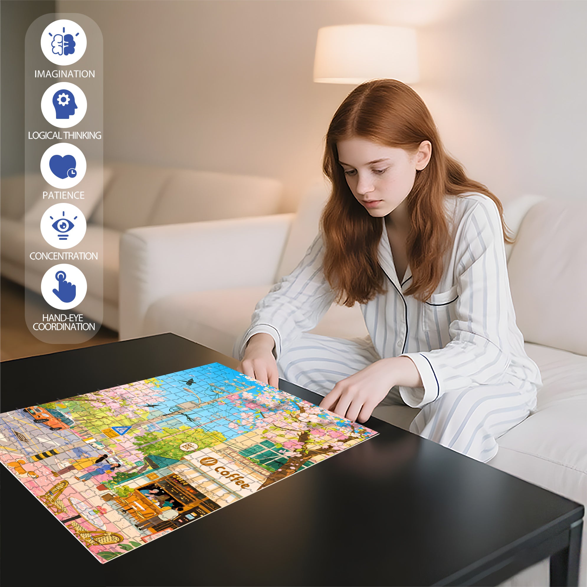 Taipei Spring 500pcs/1000pcs Jigsaw Puzzle, Scratch-Resistant, Interactive Family Game & Brain-Boosting DIY Decor, Perfect for Halloween, Christmas & New Year Gifts, Family Puzzle Game