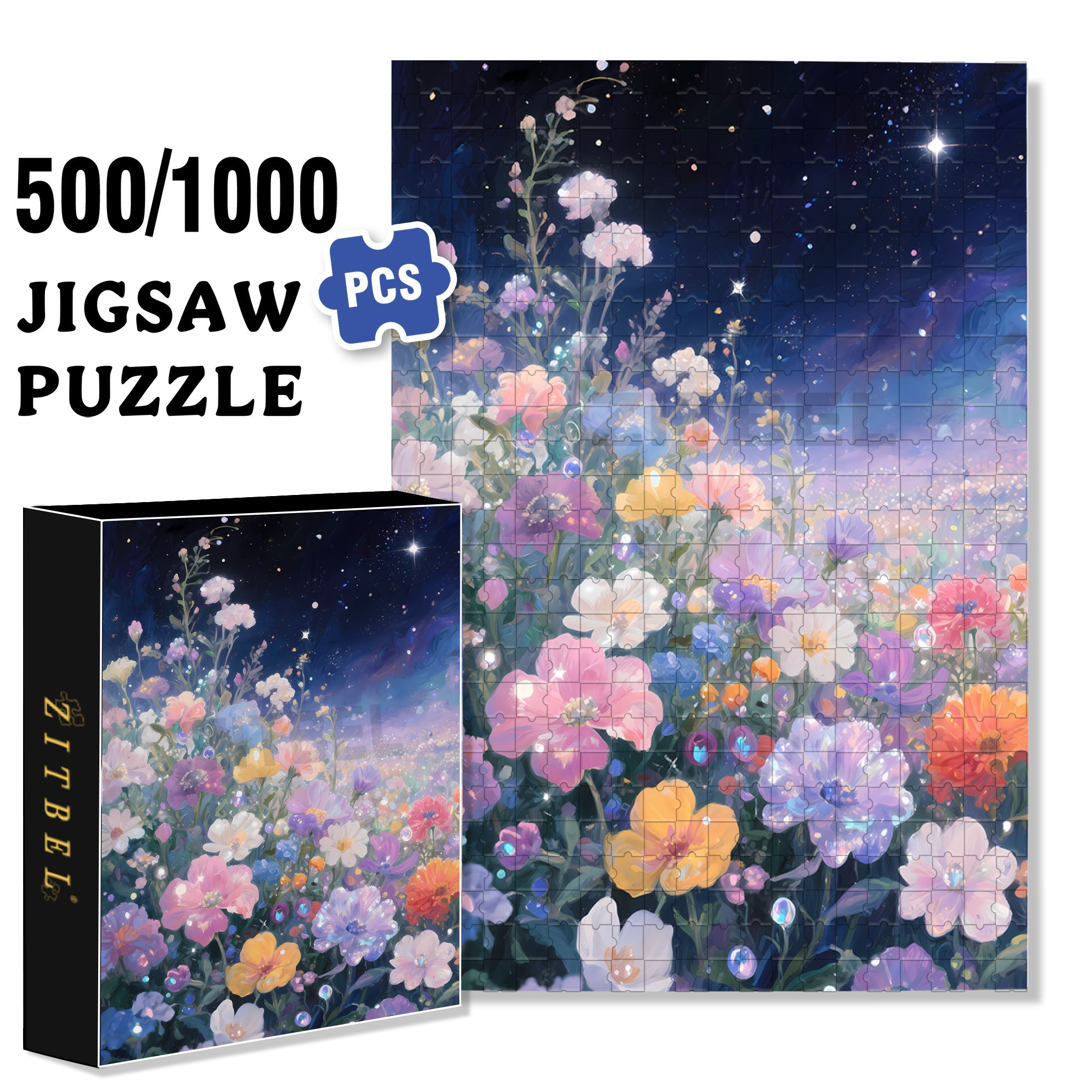 Twinkling Stars 500pcs/1000pcs Jigsaw Puzzle, Scratch-Resistant, Interactive Family Game & Brain-Boosting DIY Decor, Perfect for Halloween, Christmas & New Year Gifts, Family Puzzle Game