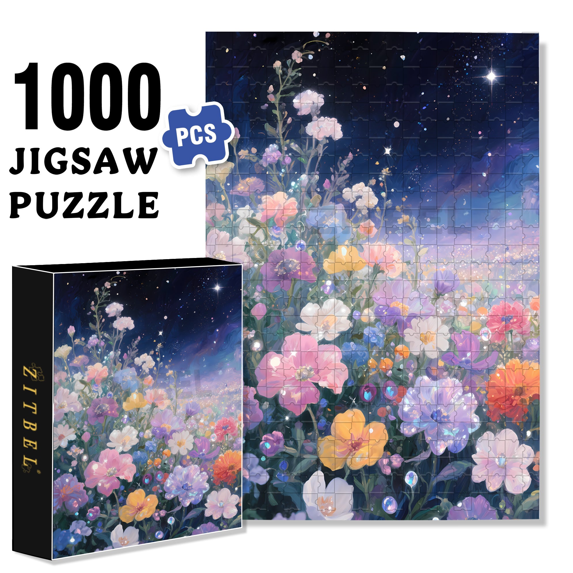 Twinkling Stars 500pcs/1000pcs Jigsaw Puzzle, Scratch-Resistant, Interactive Family Game & Brain-Boosting DIY Decor, Perfect for Halloween, Christmas & New Year Gifts, Family Puzzle Game