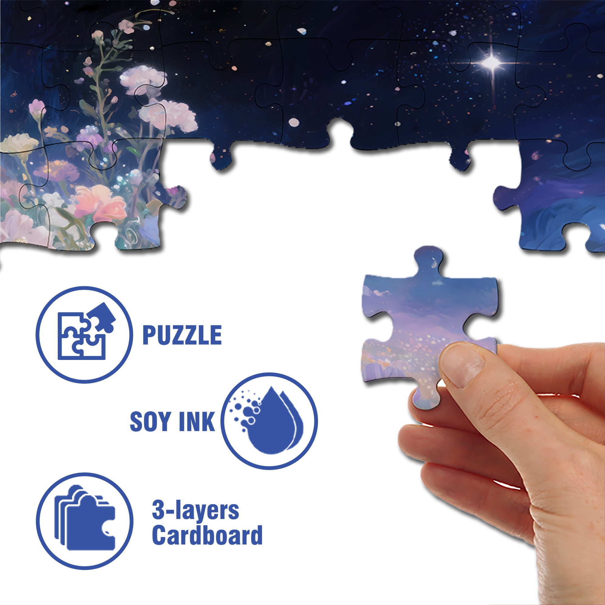 Twinkling Stars 500pcs/1000pcs Jigsaw Puzzle, Scratch-Resistant, Interactive Family Game & Brain-Boosting DIY Decor, Perfect for Halloween, Christmas & New Year Gifts, Family Puzzle Game