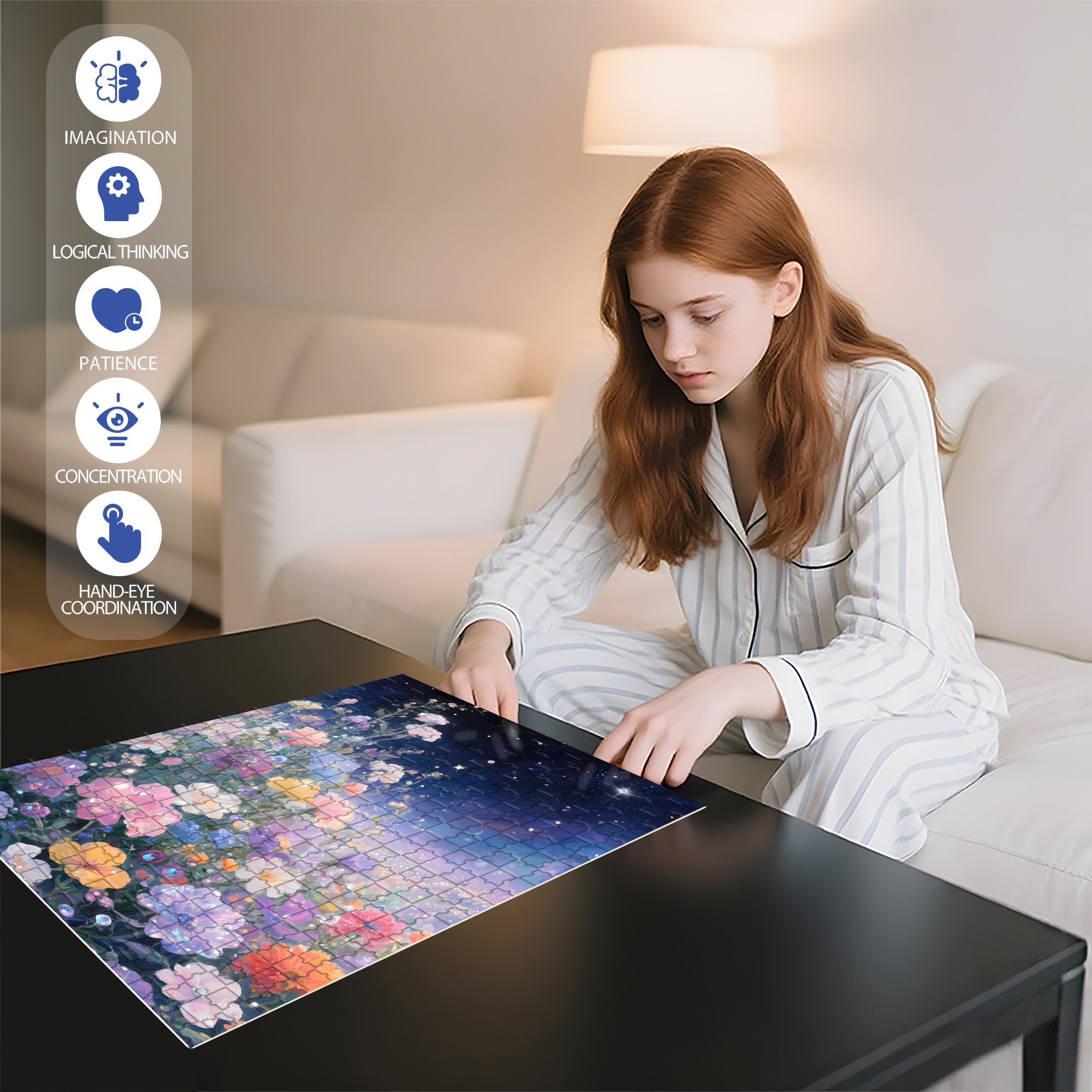 Twinkling Stars 500pcs/1000pcs Jigsaw Puzzle, Scratch-Resistant, Interactive Family Game & Brain-Boosting DIY Decor, Perfect for Halloween, Christmas & New Year Gifts, Family Puzzle Game