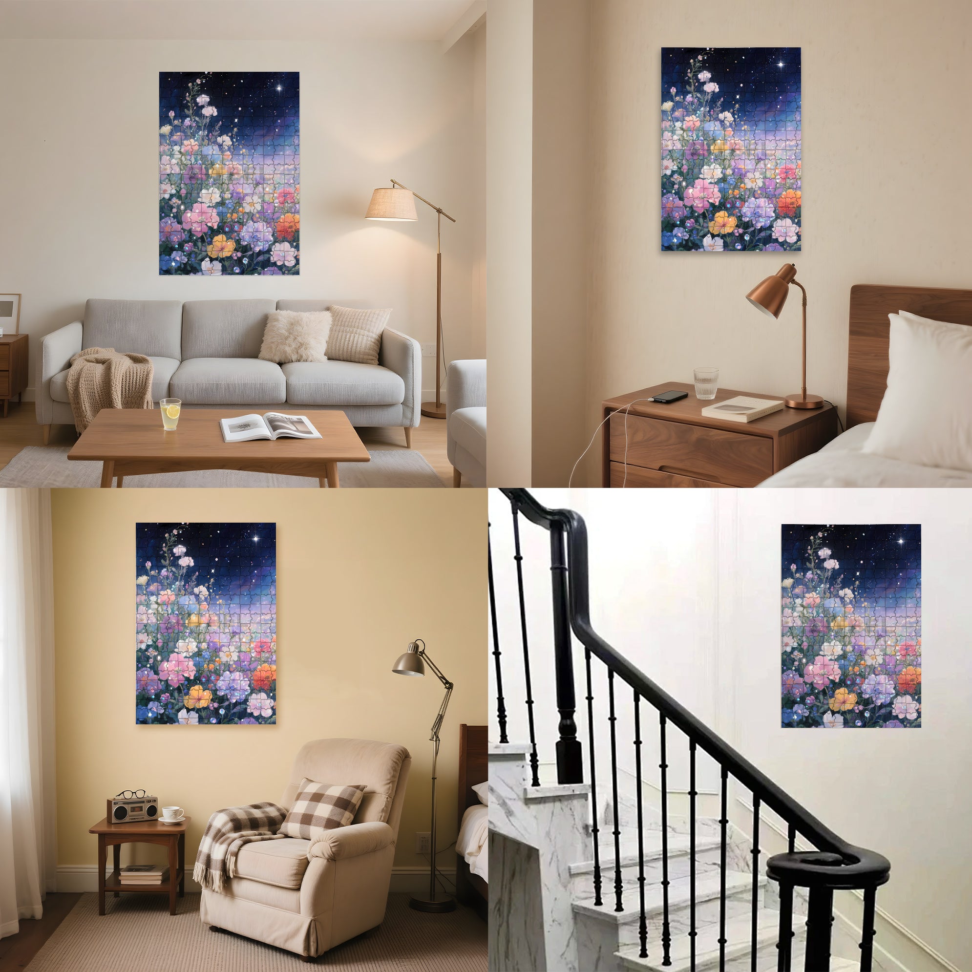 Twinkling Stars 500pcs/1000pcs Jigsaw Puzzle, Scratch-Resistant, Interactive Family Game & Brain-Boosting DIY Decor, Perfect for Halloween, Christmas & New Year Gifts, Family Puzzle Game