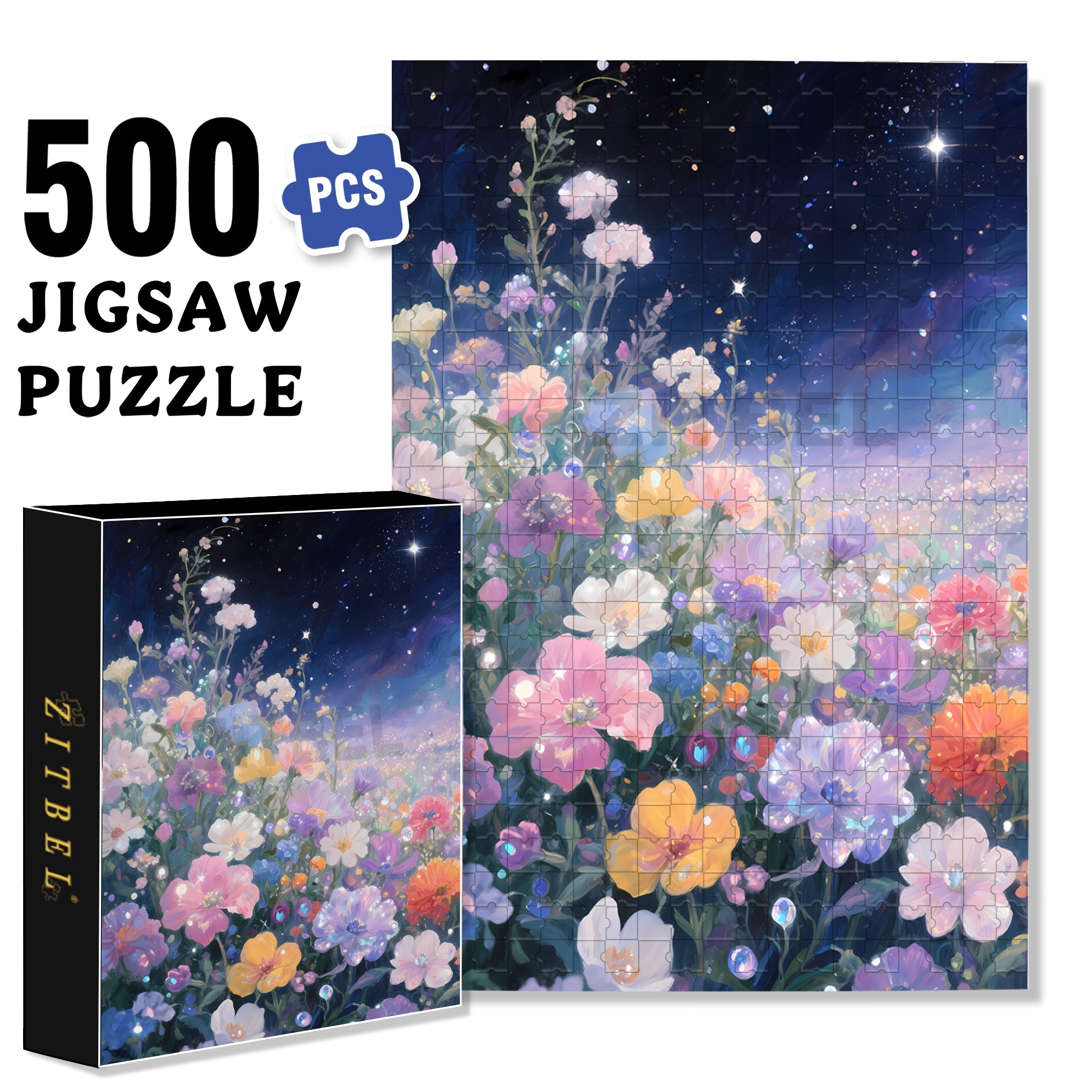 Twinkling Stars 500pcs/1000pcs Jigsaw Puzzle, Scratch-Resistant, Interactive Family Game & Brain-Boosting DIY Decor, Perfect for Halloween, Christmas & New Year Gifts, Family Puzzle Game