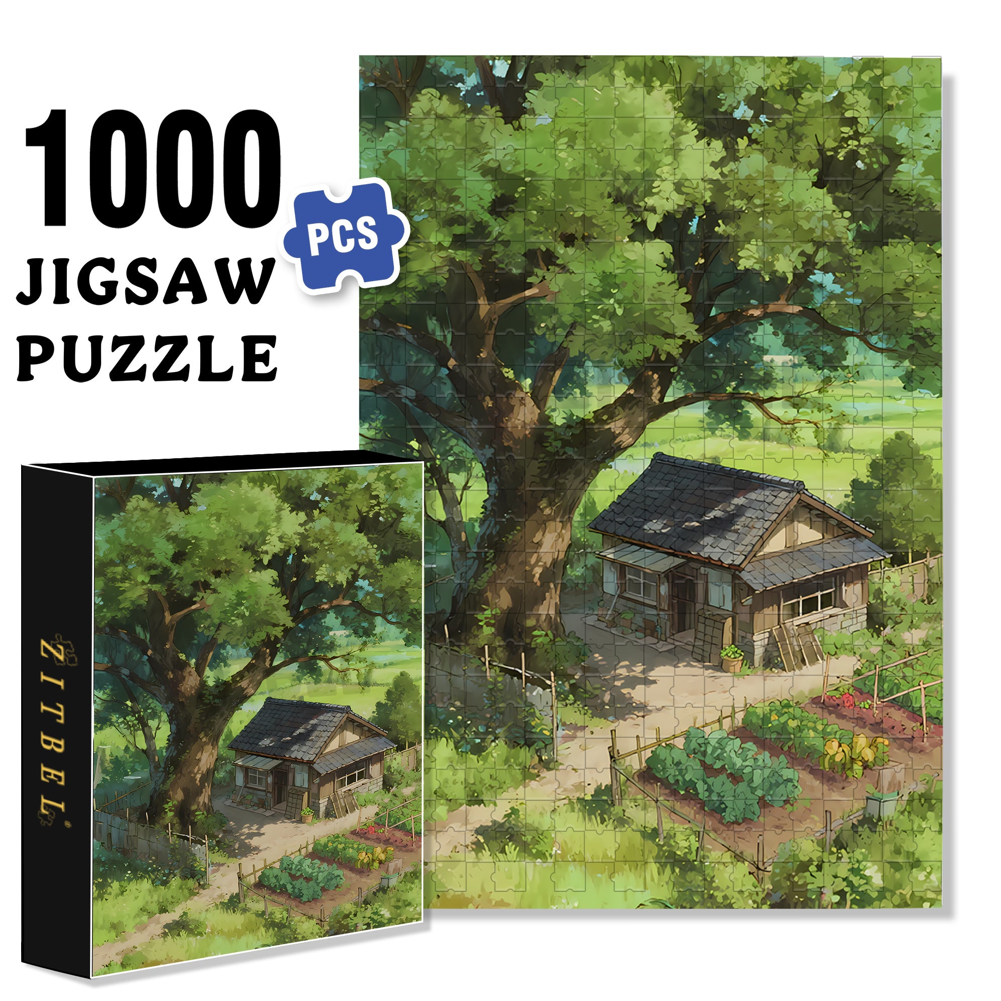 Under The Big Banyan Tree 500pcs/1000pcs Jigsaw Puzzle, Scratch-Resistant, Interactive Family Game & Brain-Boosting DIY Decor, Perfect for Halloween, Christmas & New Year Gifts, Family Puzzle Game