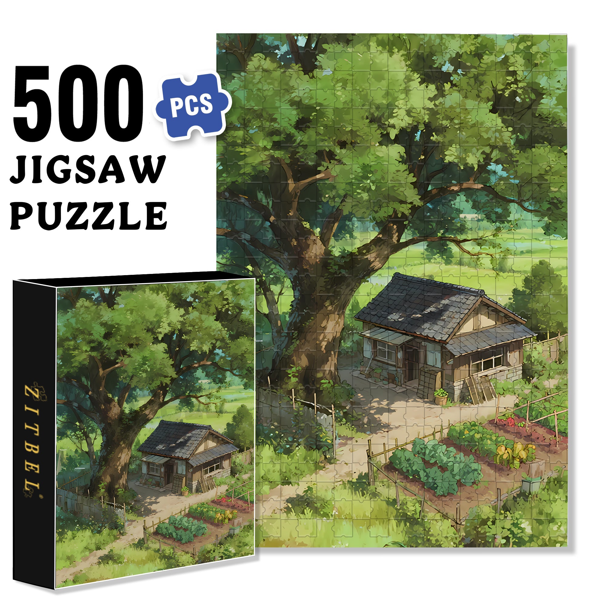 Under The Big Banyan Tree 500pcs/1000pcs Jigsaw Puzzle, Scratch-Resistant, Interactive Family Game & Brain-Boosting DIY Decor, Perfect for Halloween, Christmas & New Year Gifts, Family Puzzle Game