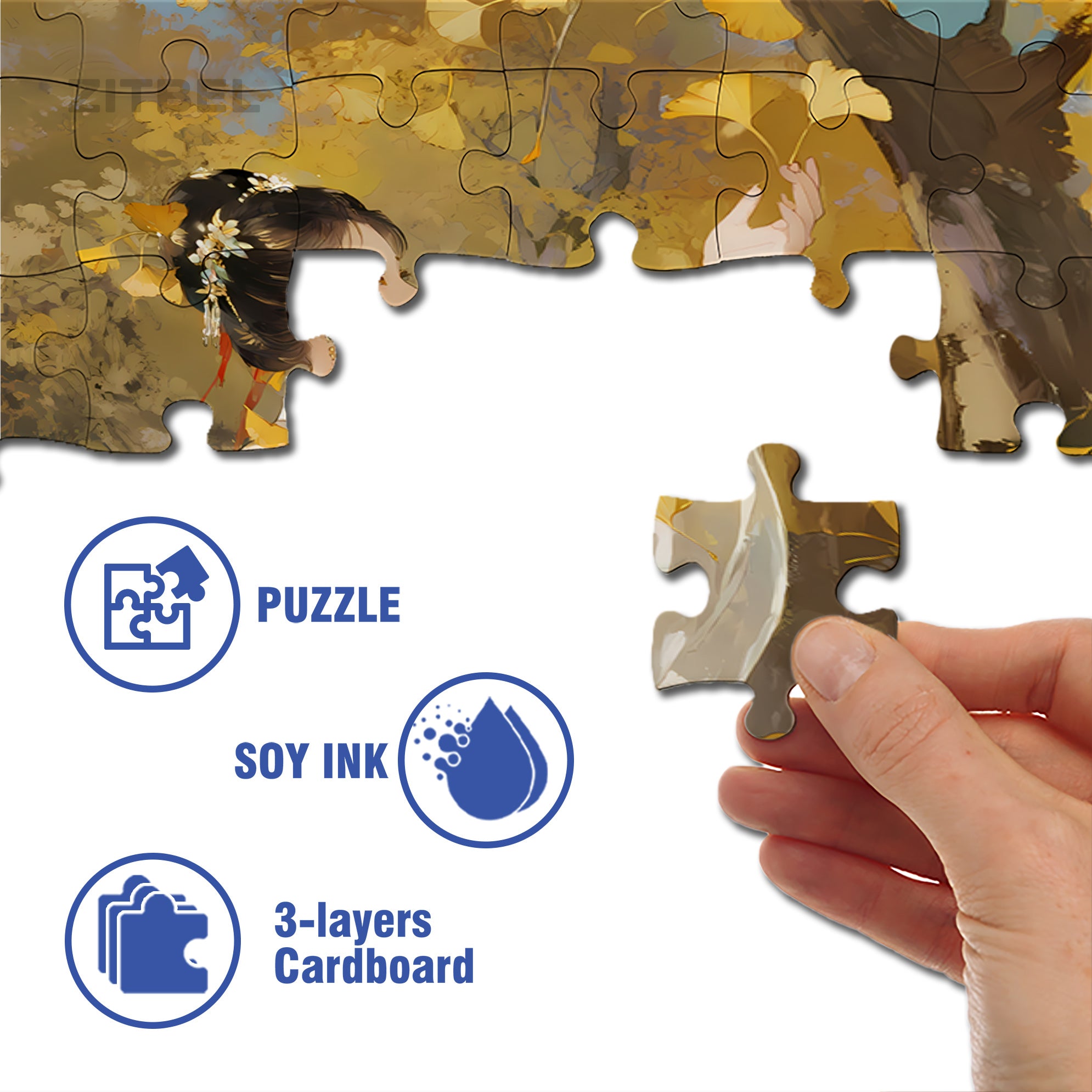 Under The Ginkgo Tree 500pcs/1000pcs Jigsaw Puzzle, Scratch-Resistant, Interactive Family Game & Brain-Boosting DIY Decor, Perfect for Halloween, Christmas & New Year Gifts, Family Puzzle Game