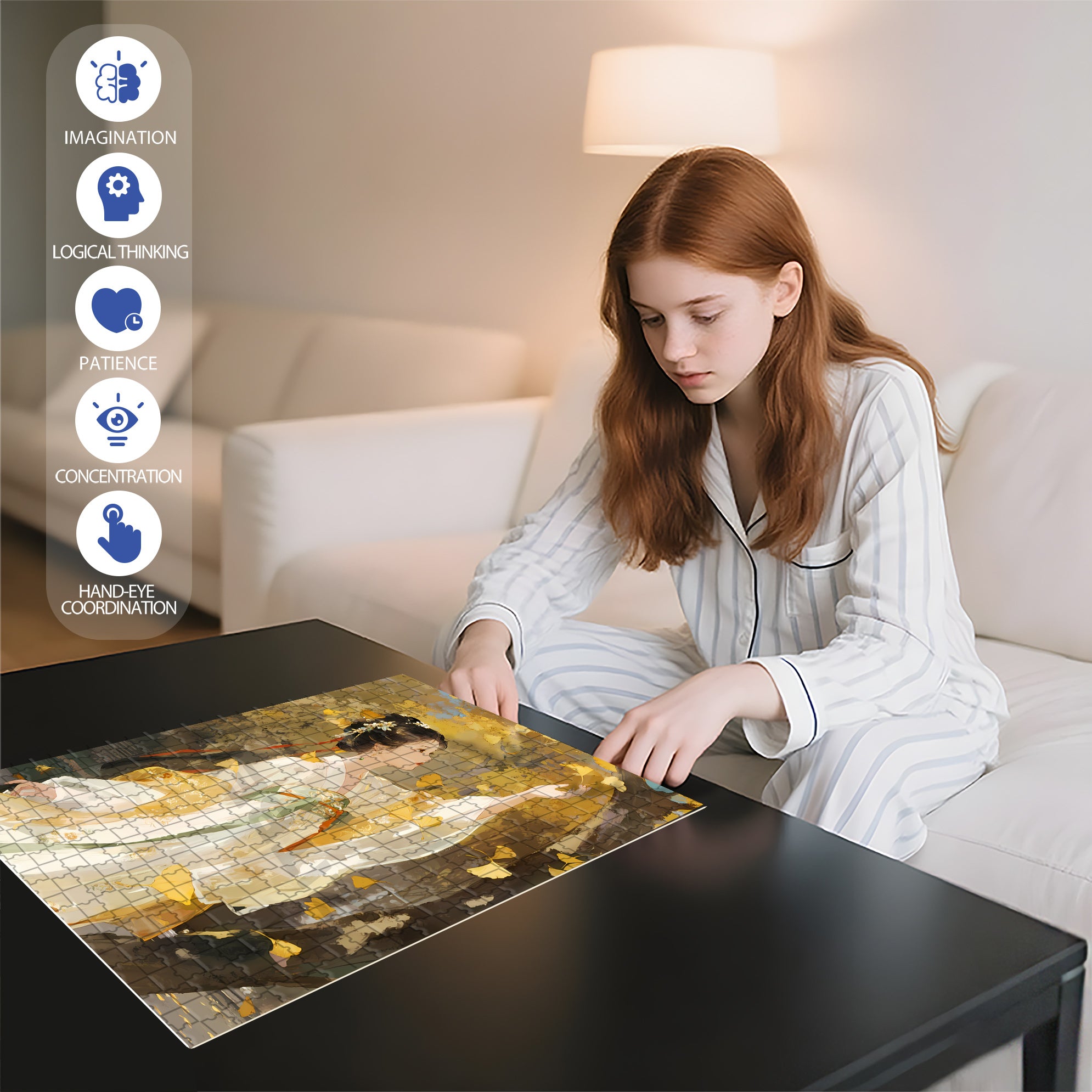 Under The Ginkgo Tree 500pcs/1000pcs Jigsaw Puzzle, Scratch-Resistant, Interactive Family Game & Brain-Boosting DIY Decor, Perfect for Halloween, Christmas & New Year Gifts, Family Puzzle Game