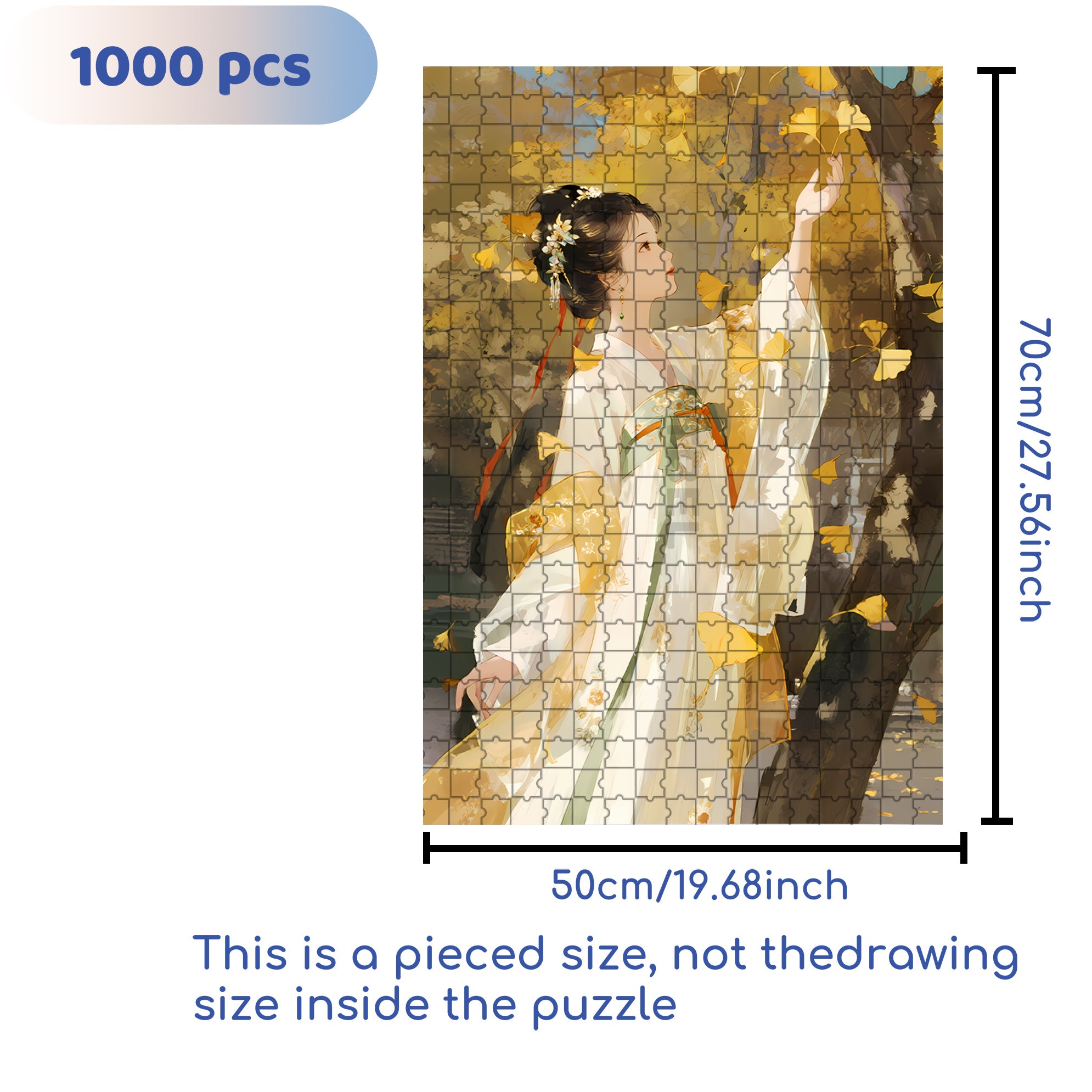 Under The Ginkgo Tree 500pcs/1000pcs Jigsaw Puzzle, Scratch-Resistant, Interactive Family Game & Brain-Boosting DIY Decor, Perfect for Halloween, Christmas & New Year Gifts, Family Puzzle Game