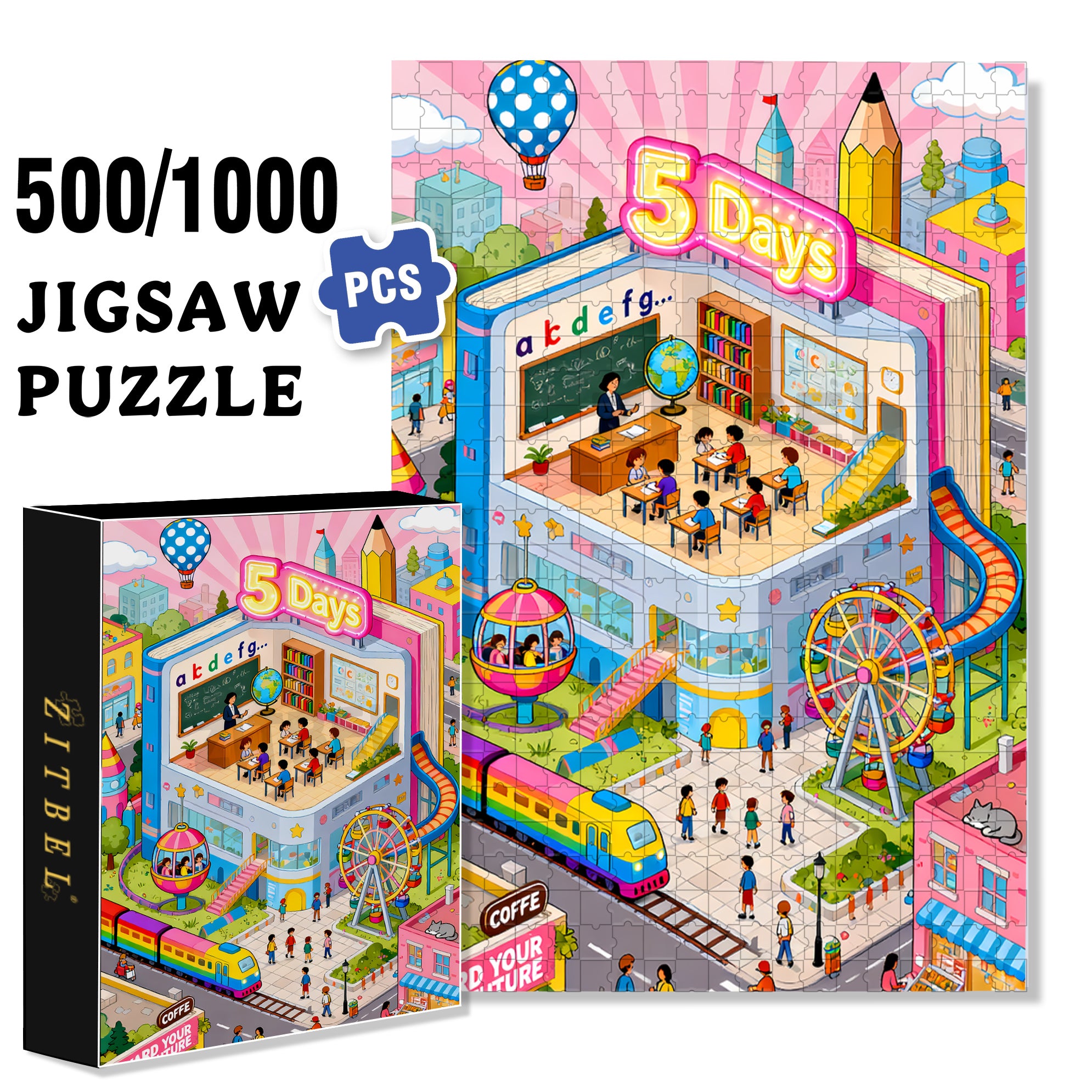 5 Days 500pcs/1000pcs Jigsaw Puzzle, Scratch-Resistant, Interactive Family Game & Brain-Boosting DIY Decor, Perfect for Halloween, Christmas & New Year Gifts, Family Puzzle Game