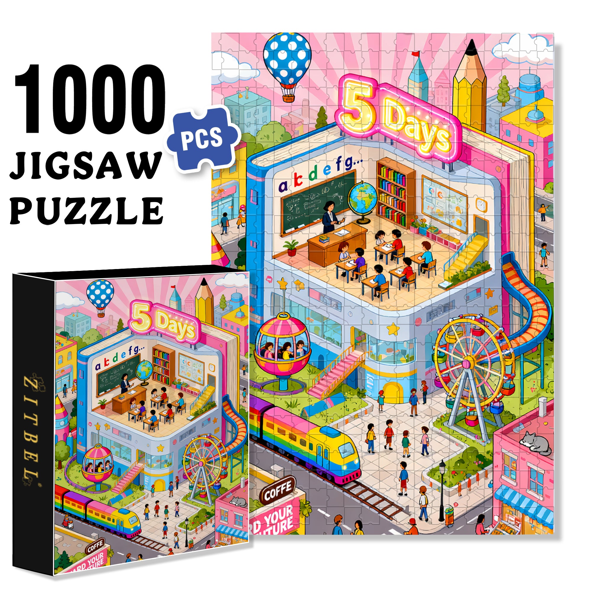 5 Days 500pcs/1000pcs Jigsaw Puzzle, Scratch-Resistant, Interactive Family Game & Brain-Boosting DIY Decor, Perfect for Halloween, Christmas & New Year Gifts, Family Puzzle Game