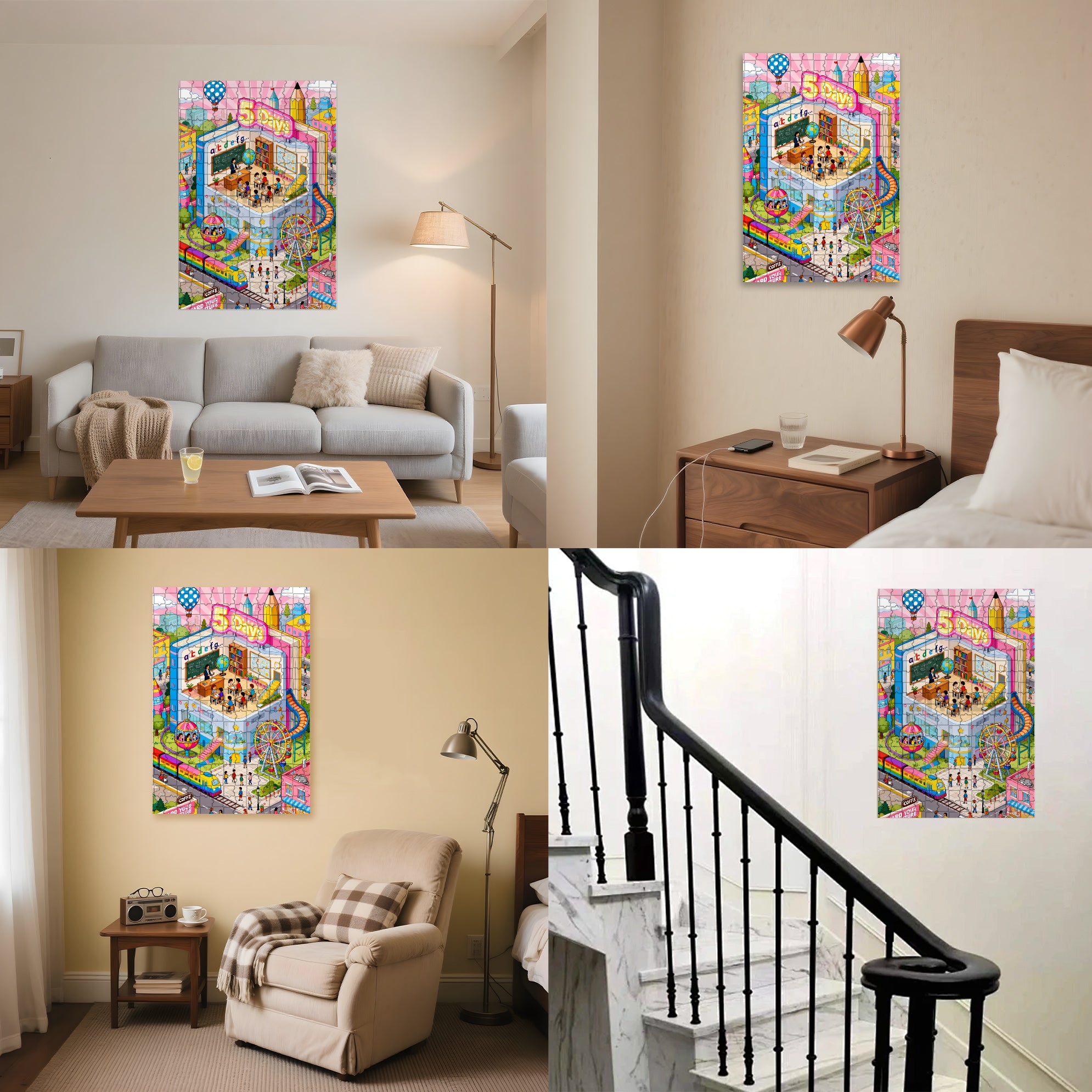 5 Days 500pcs/1000pcs Jigsaw Puzzle, Scratch-Resistant, Interactive Family Game & Brain-Boosting DIY Decor, Perfect for Halloween, Christmas & New Year Gifts, Family Puzzle Game