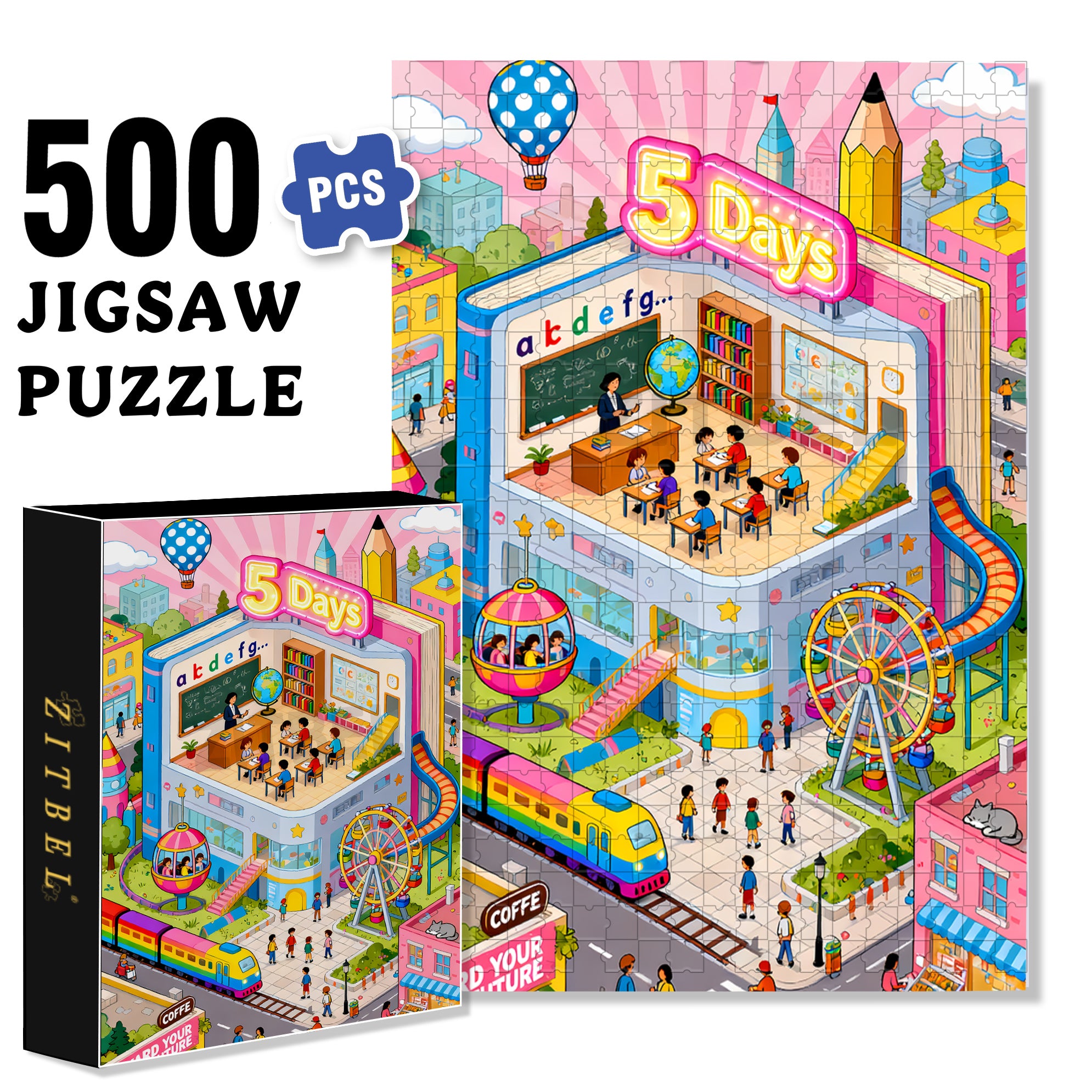 5 Days 500pcs/1000pcs Jigsaw Puzzle, Scratch-Resistant, Interactive Family Game & Brain-Boosting DIY Decor, Perfect for Halloween, Christmas & New Year Gifts, Family Puzzle Game