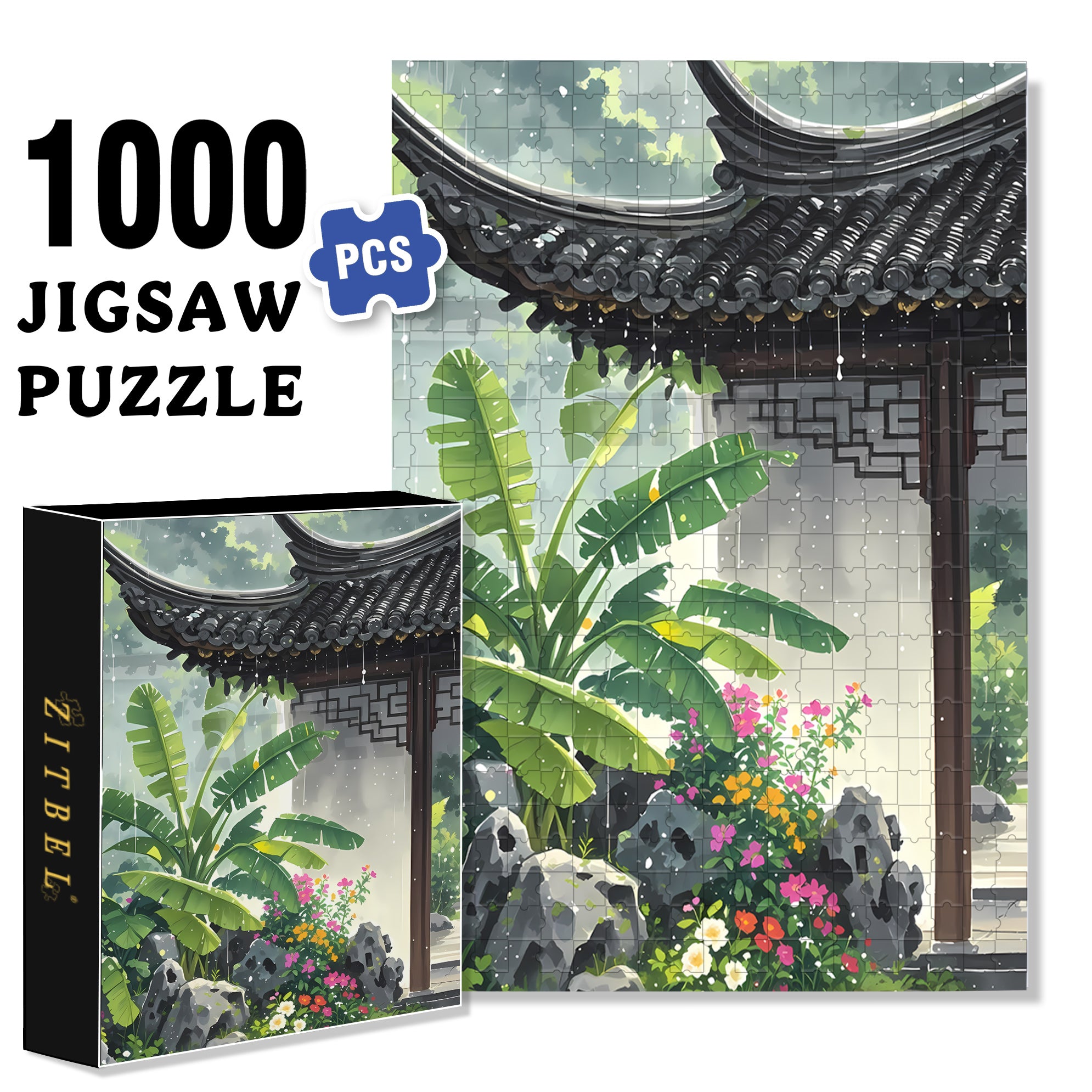 Banana Leaves 500pcs/1000pcs Jigsaw Puzzle, Scratch-Resistant, Interactive Family Game & Brain-Boosting DIY Decor, Perfect for Halloween, Christmas & New Year Gifts, Family Puzzle Game