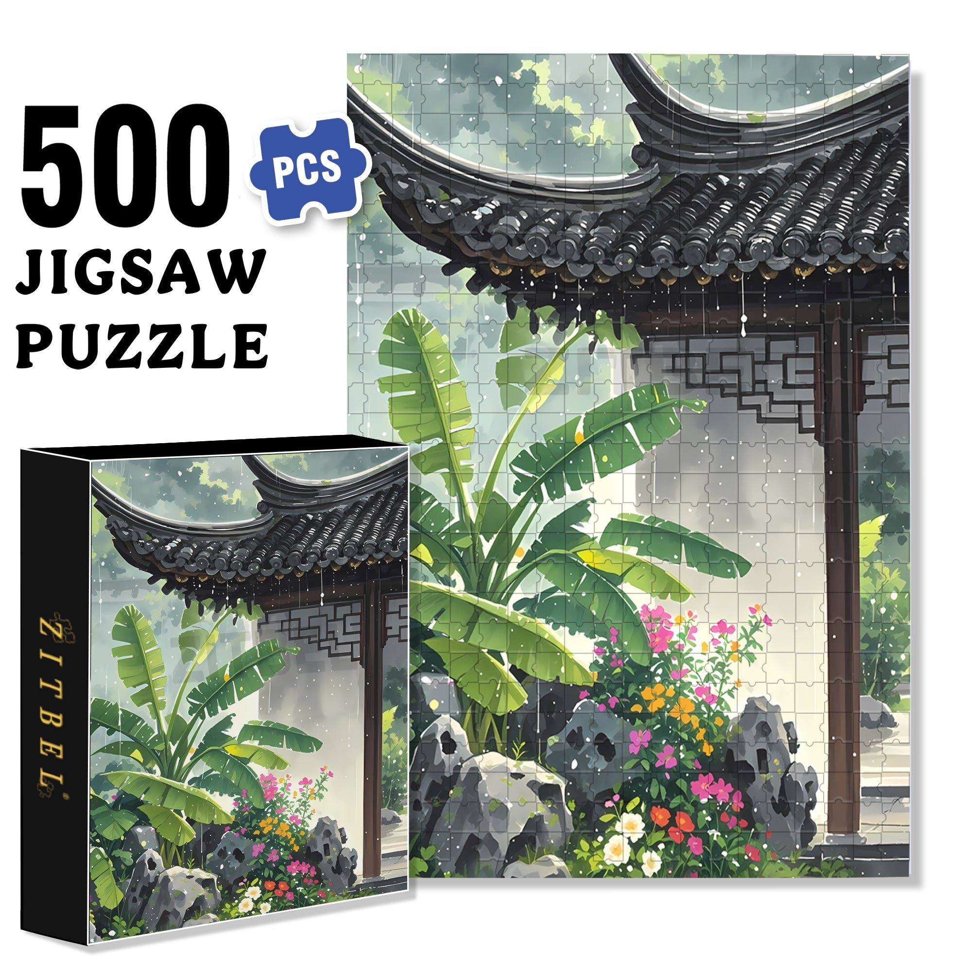 Banana Leaves 500pcs/1000pcs Jigsaw Puzzle, Scratch-Resistant, Interactive Family Game & Brain-Boosting DIY Decor, Perfect for Halloween, Christmas & New Year Gifts, Family Puzzle Game