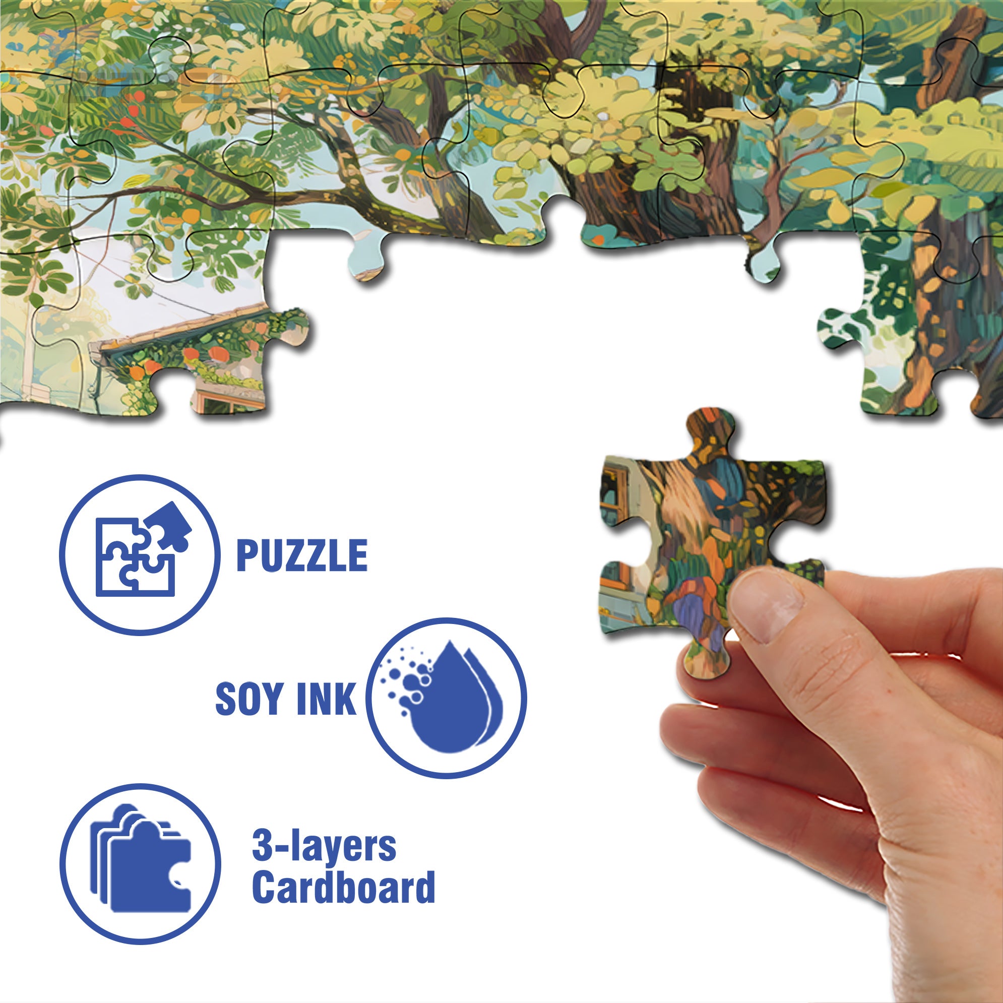 Bistro 500pcs/1000pcs Jigsaw Puzzle, Scratch-Resistant, Interactive Family Game & Brain-Boosting DIY Decor, Perfect for Halloween, Christmas & New Year Gifts, Family Puzzle Game