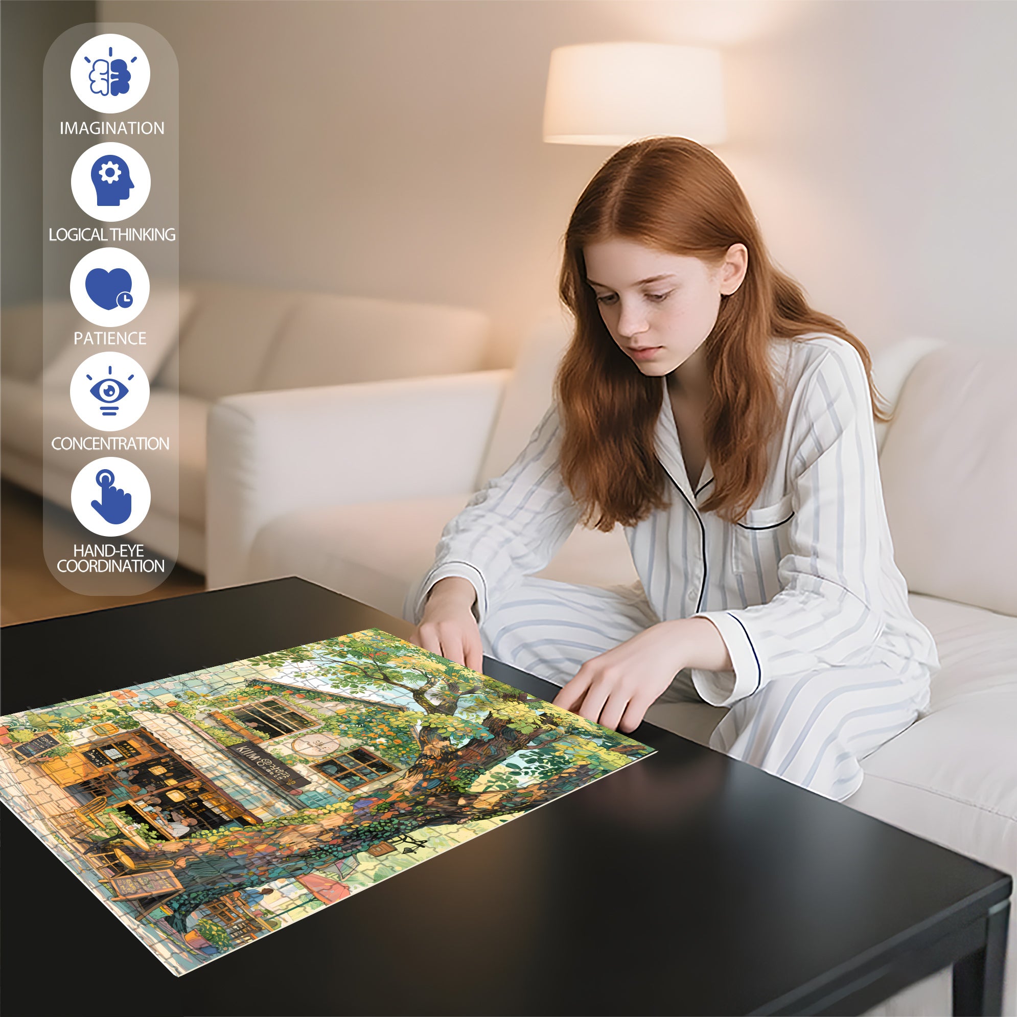 Bistro 500pcs/1000pcs Jigsaw Puzzle, Scratch-Resistant, Interactive Family Game & Brain-Boosting DIY Decor, Perfect for Halloween, Christmas & New Year Gifts, Family Puzzle Game